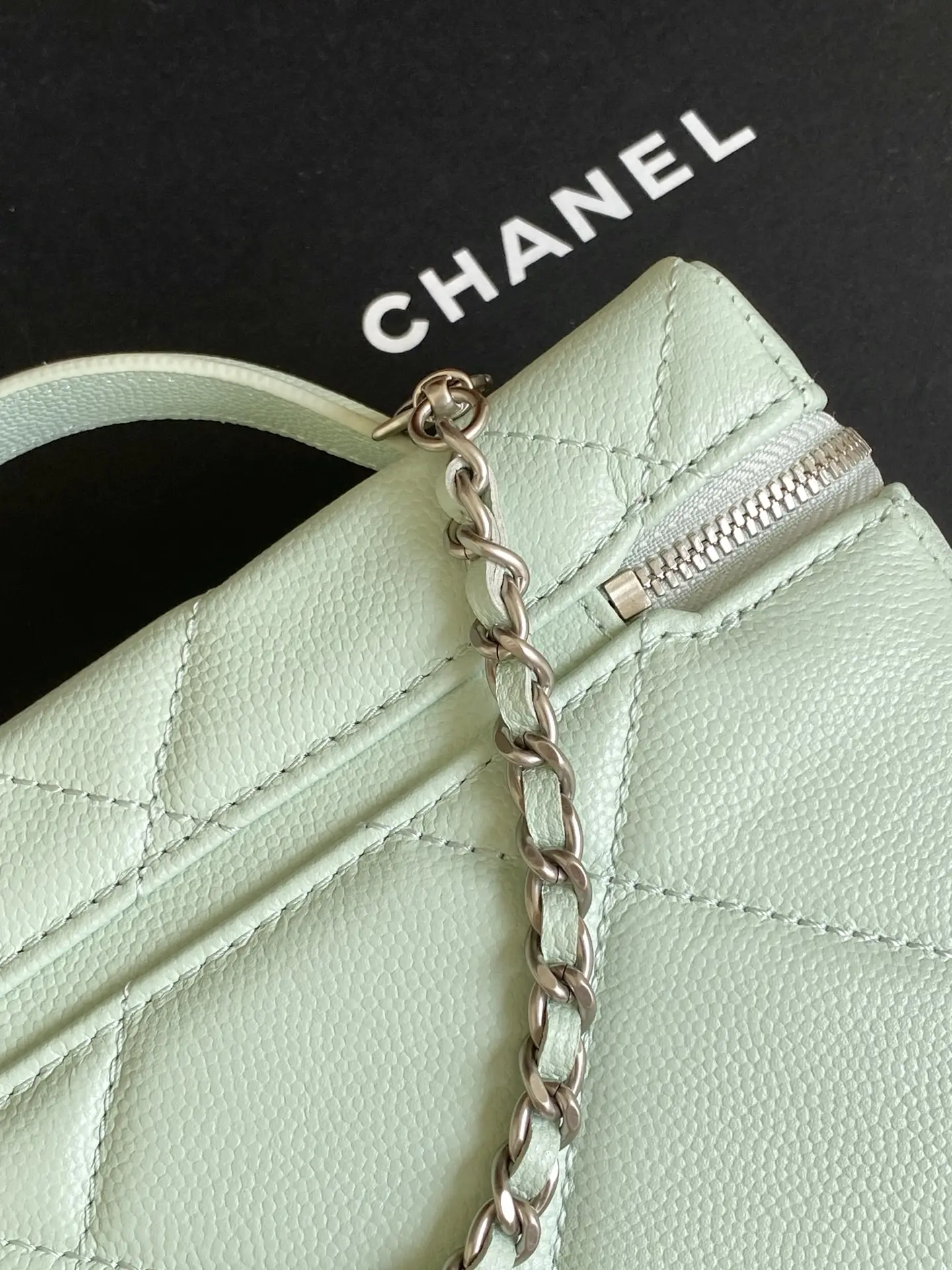 Chanel Chain Vanity Case AP4936 Mint Green
