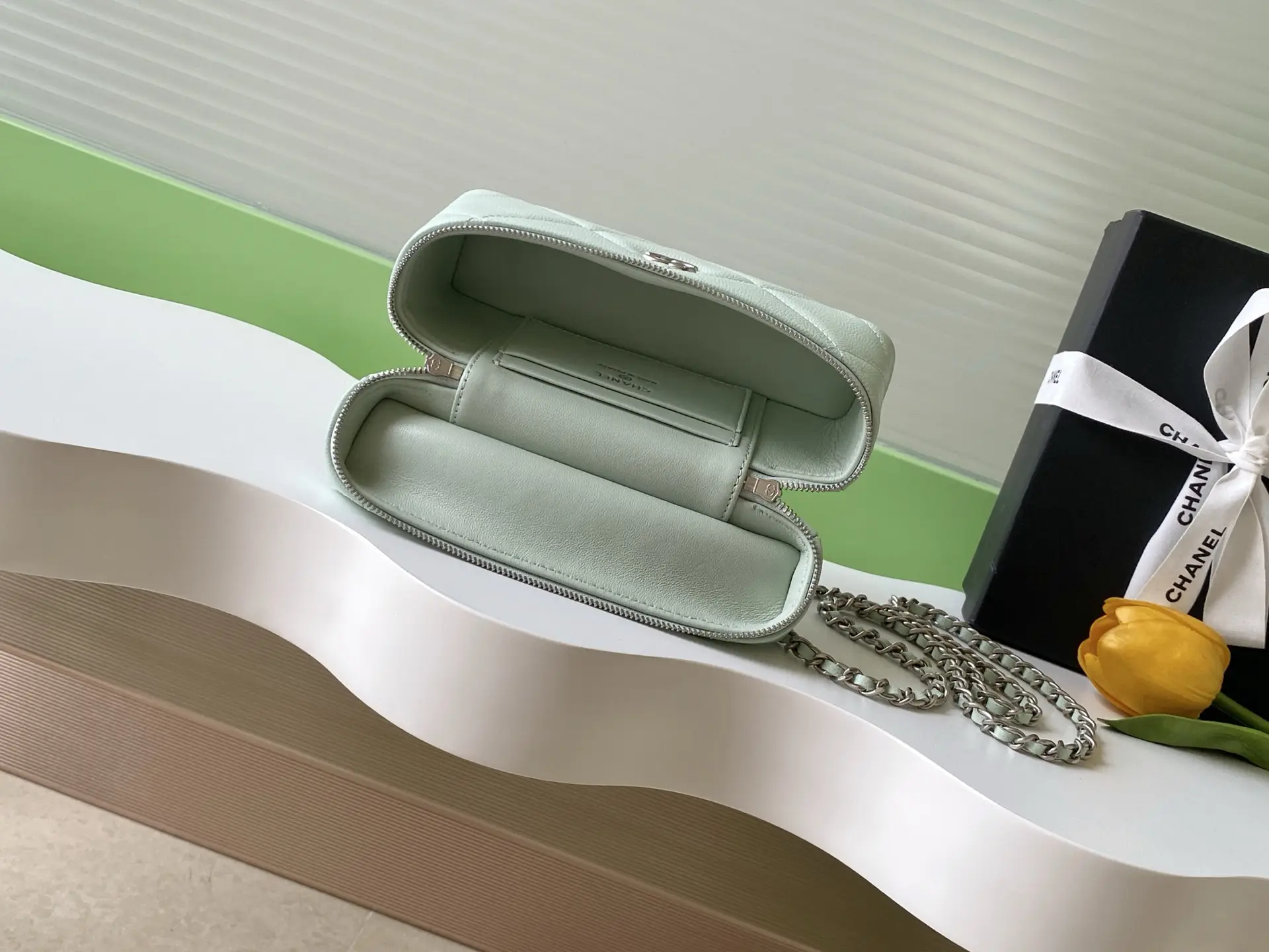 Chanel Chain Vanity Case AP4936 Mint Green