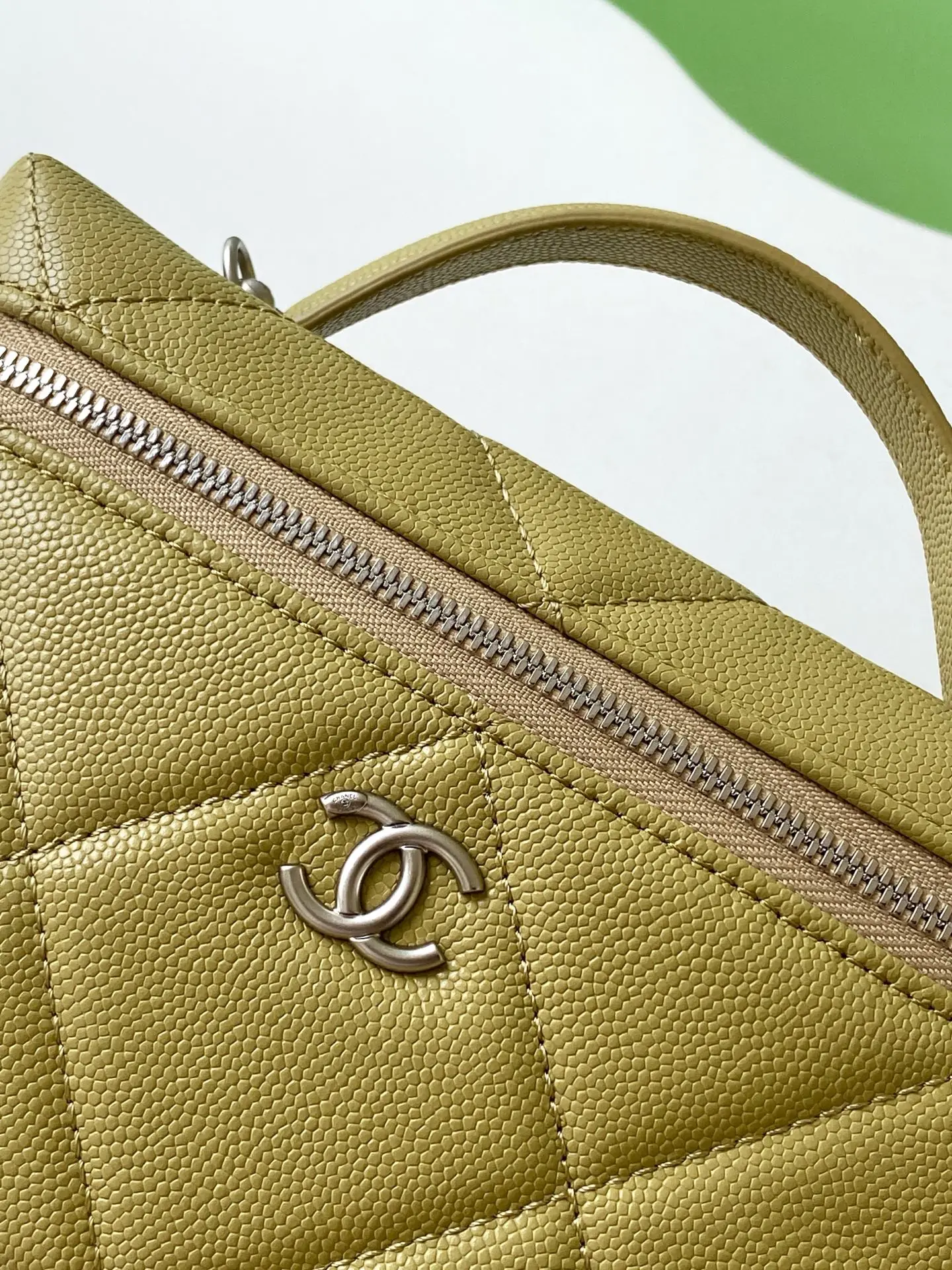 Chanel Chain Vanity Case AP4936 Mustard Green