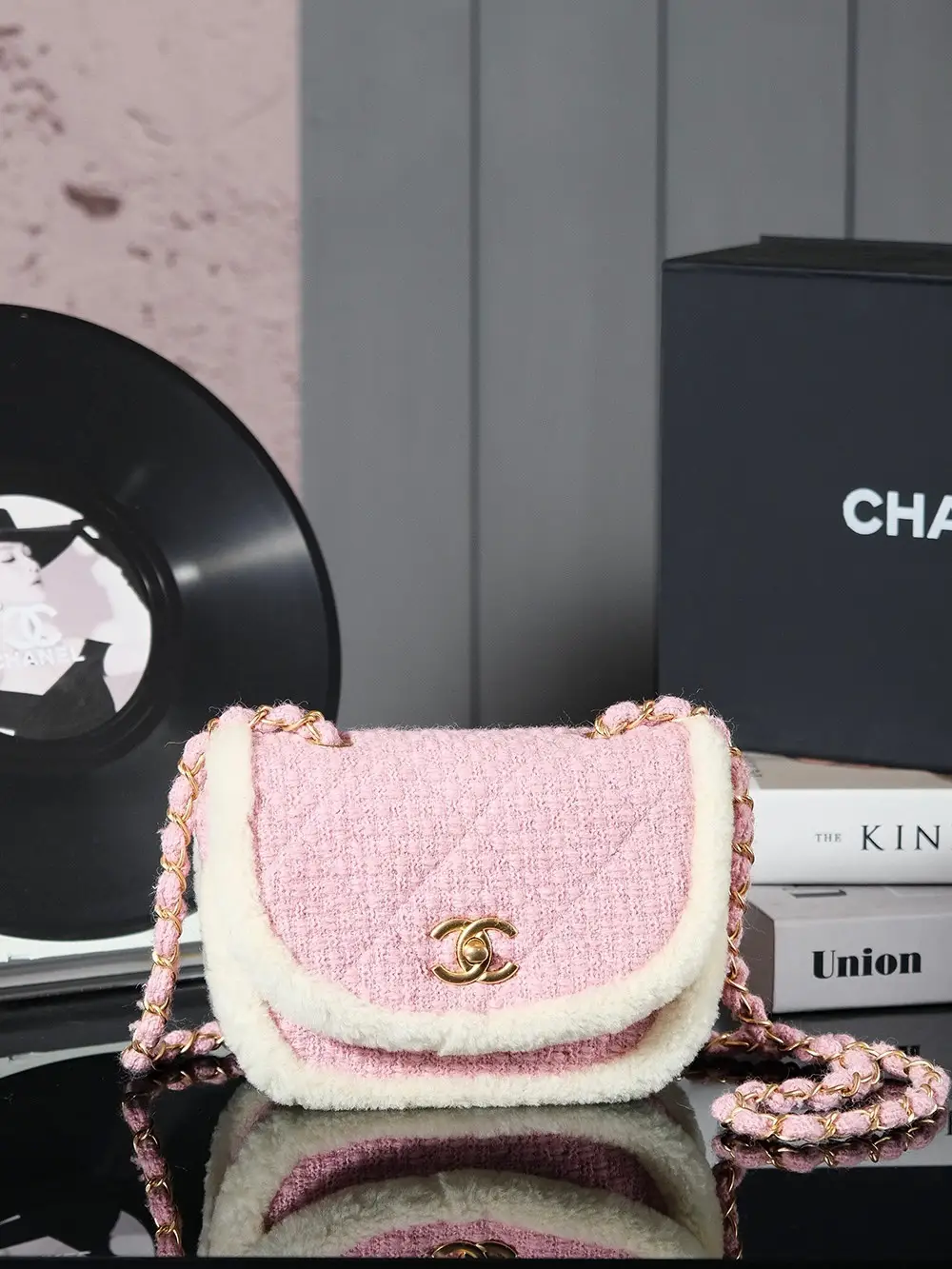 Chanel Christmas Ski Plush Shoulder Bag Pink