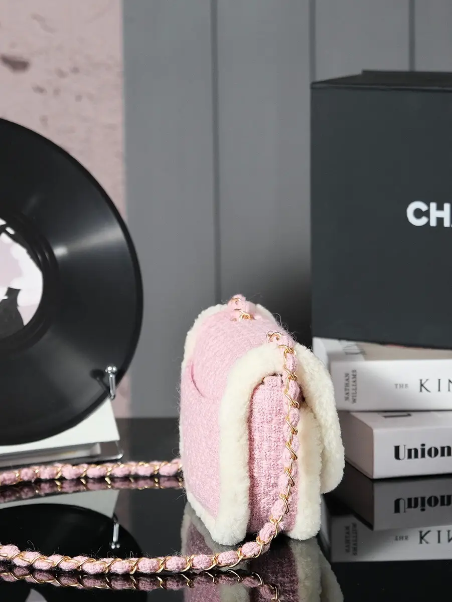 Chanel Christmas Ski Plush Shoulder Bag Pink