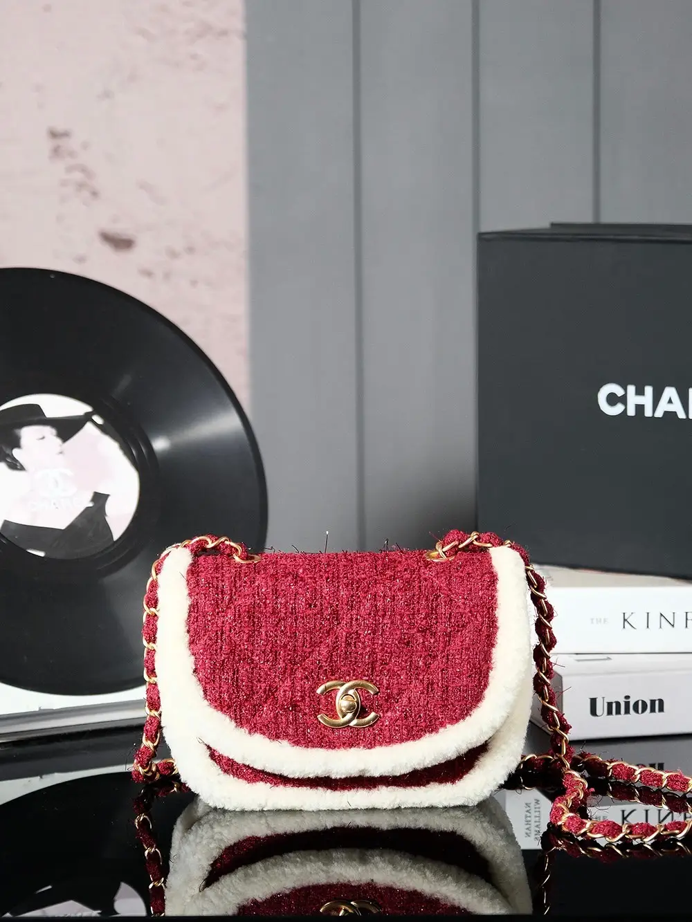 Chanel Christmas Ski Plush Shoulder Bag Red