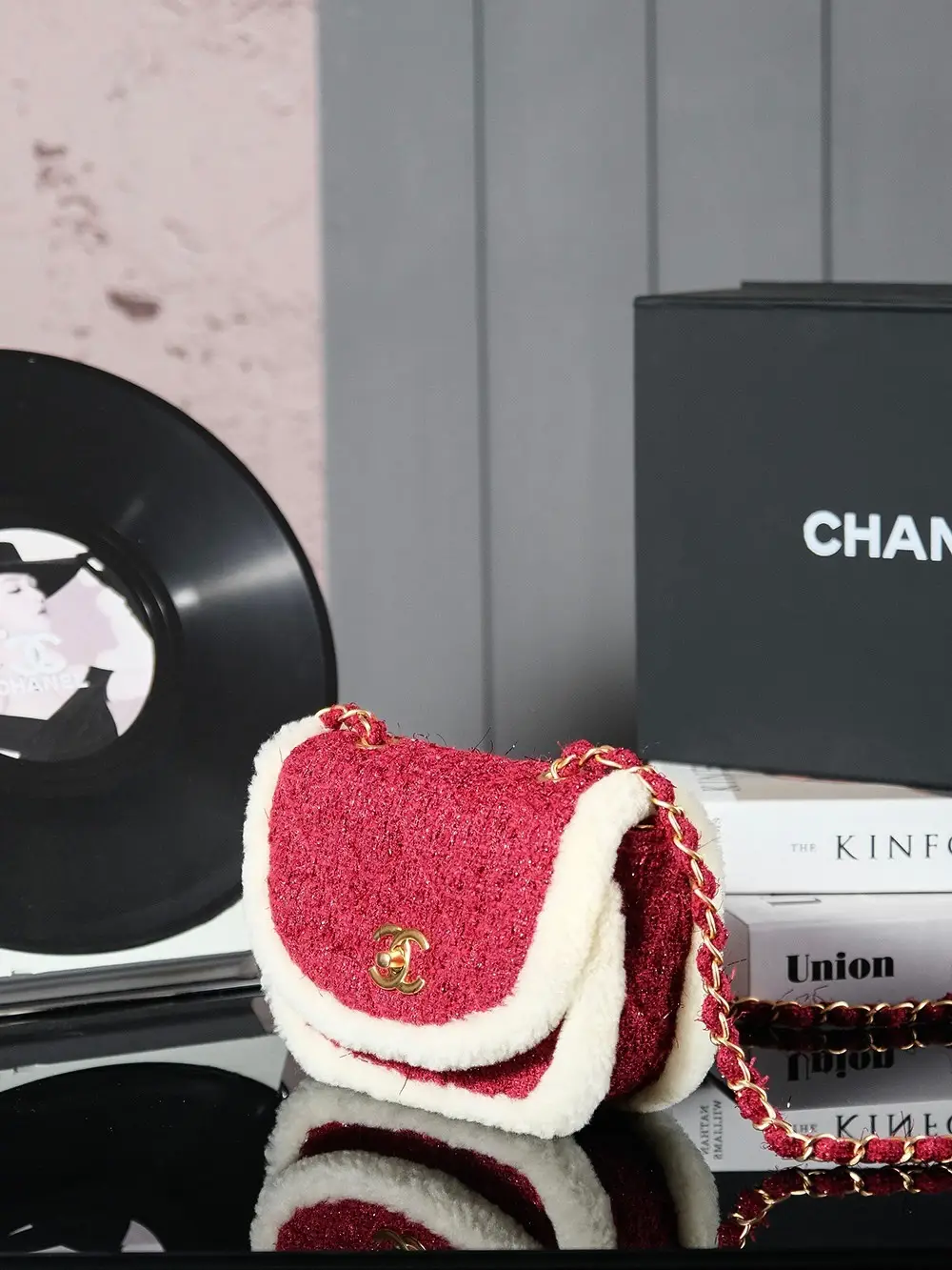 Chanel Christmas Ski Plush Shoulder Bag Red