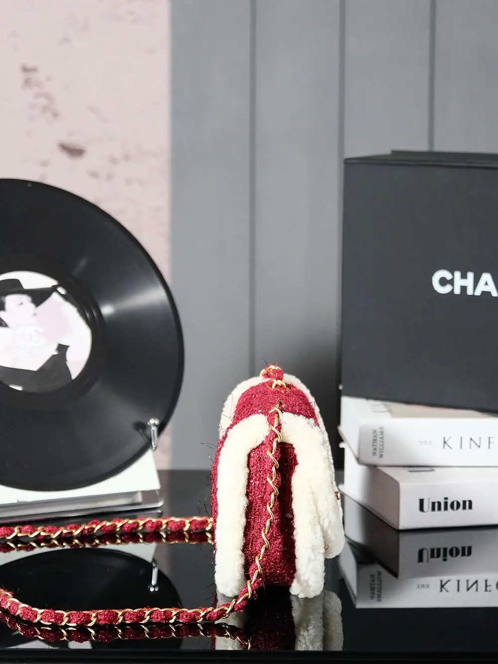 Chanel Christmas Ski Plush Shoulder Bag Red