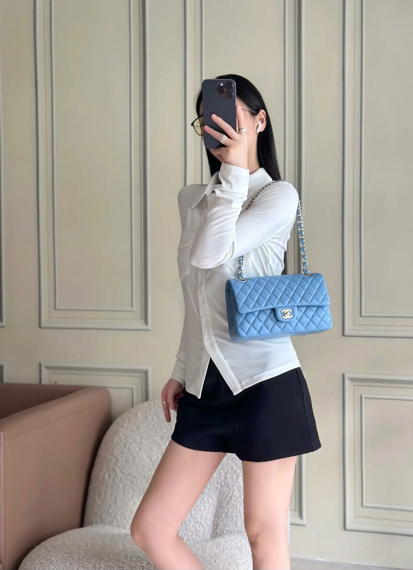 Chanel Classic Flap Bag Dusty Blue