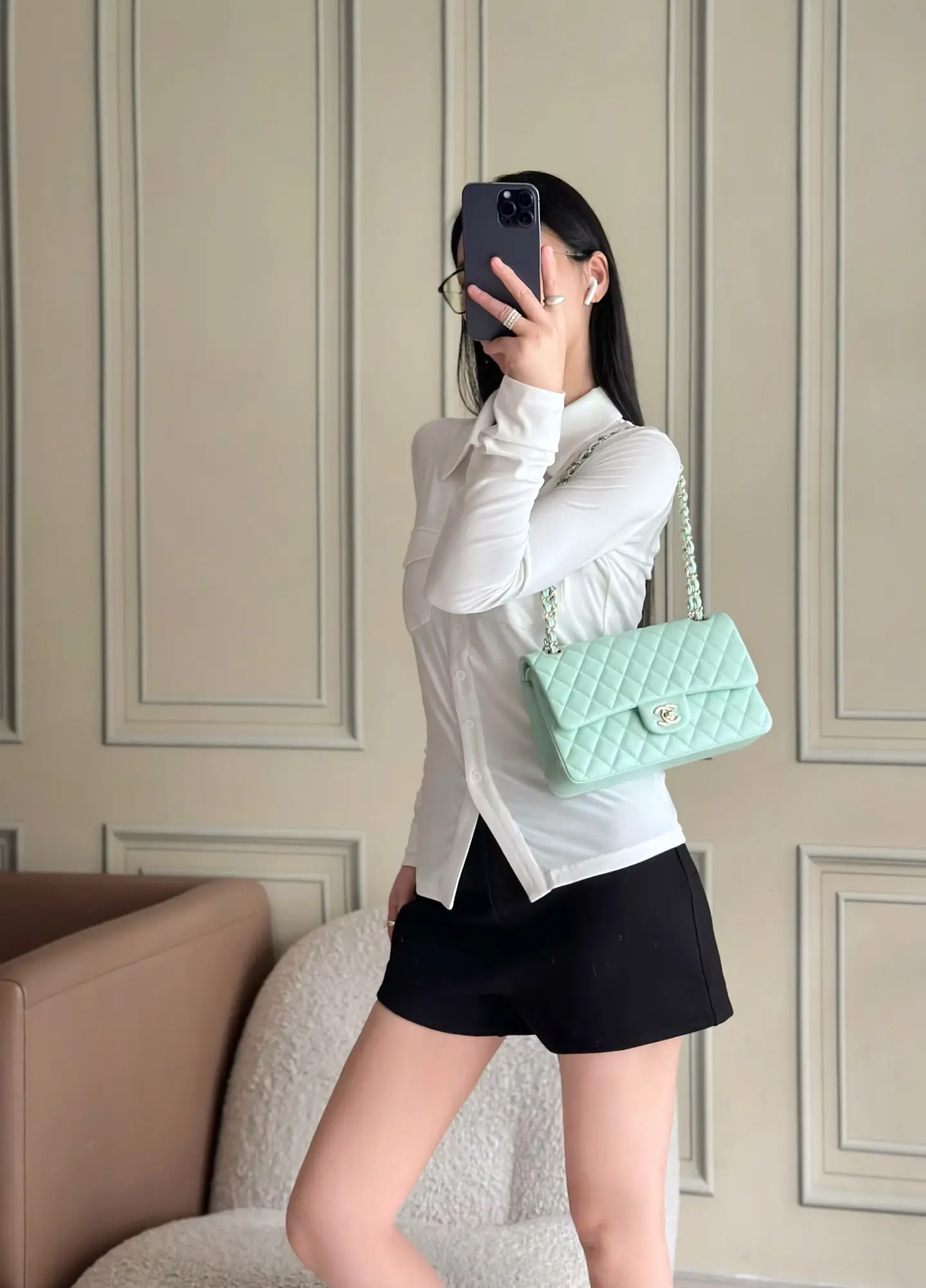 Chanel Classic Flap Bag Mint Green