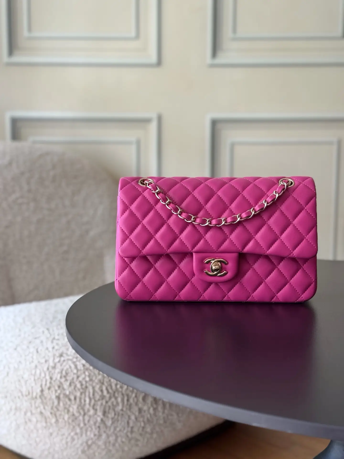 Chanel Classic Flap Bag Rose Red