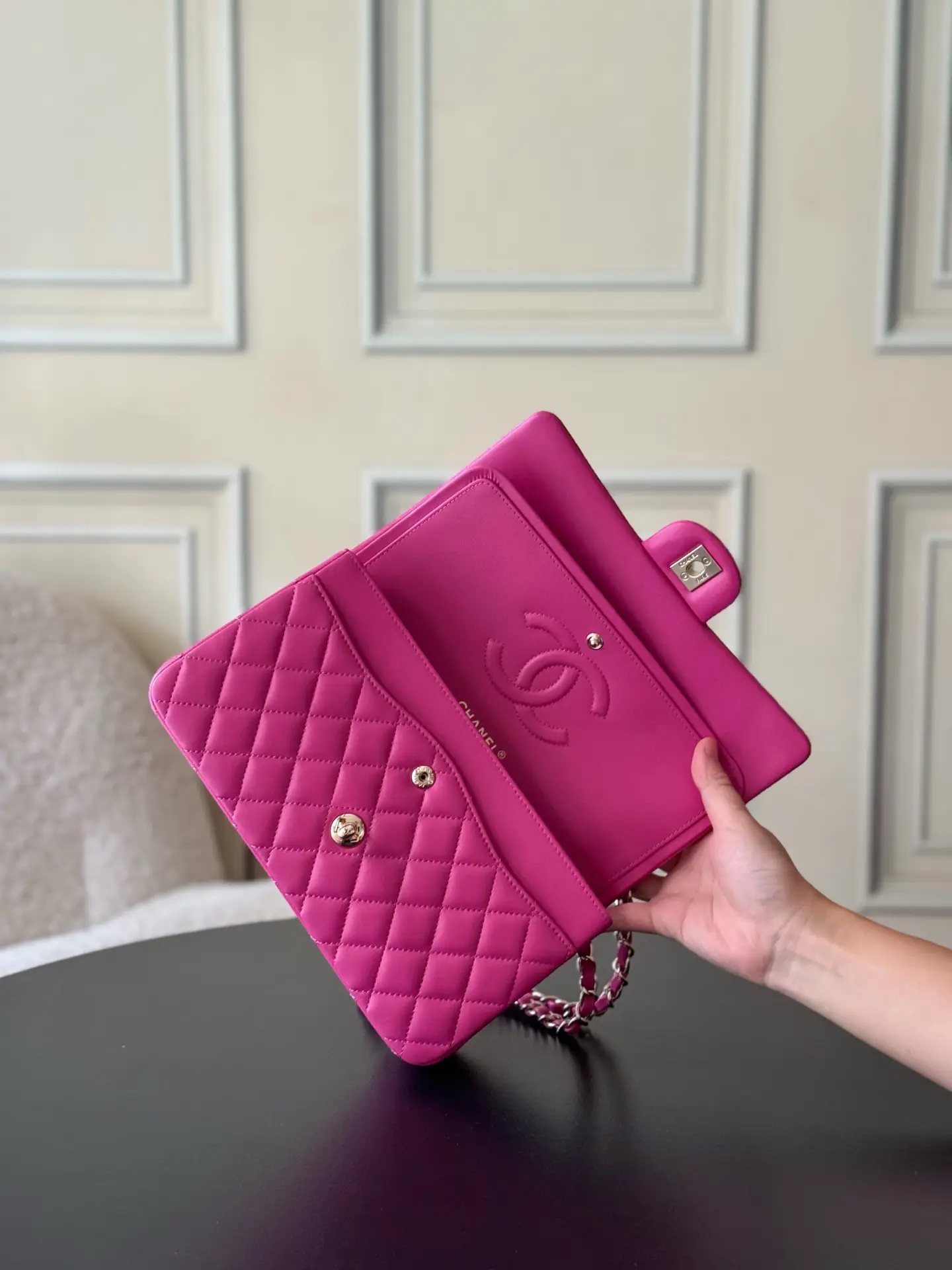 Chanel Classic Flap Bag Rose Red