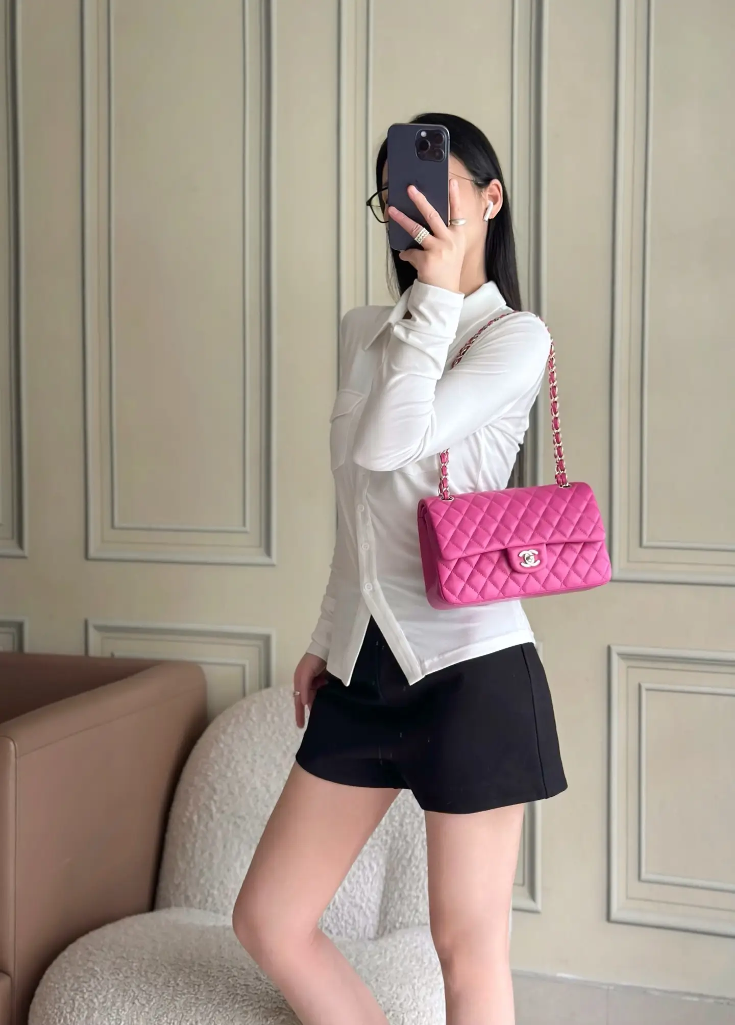 Chanel Classic Flap Bag Rose Red