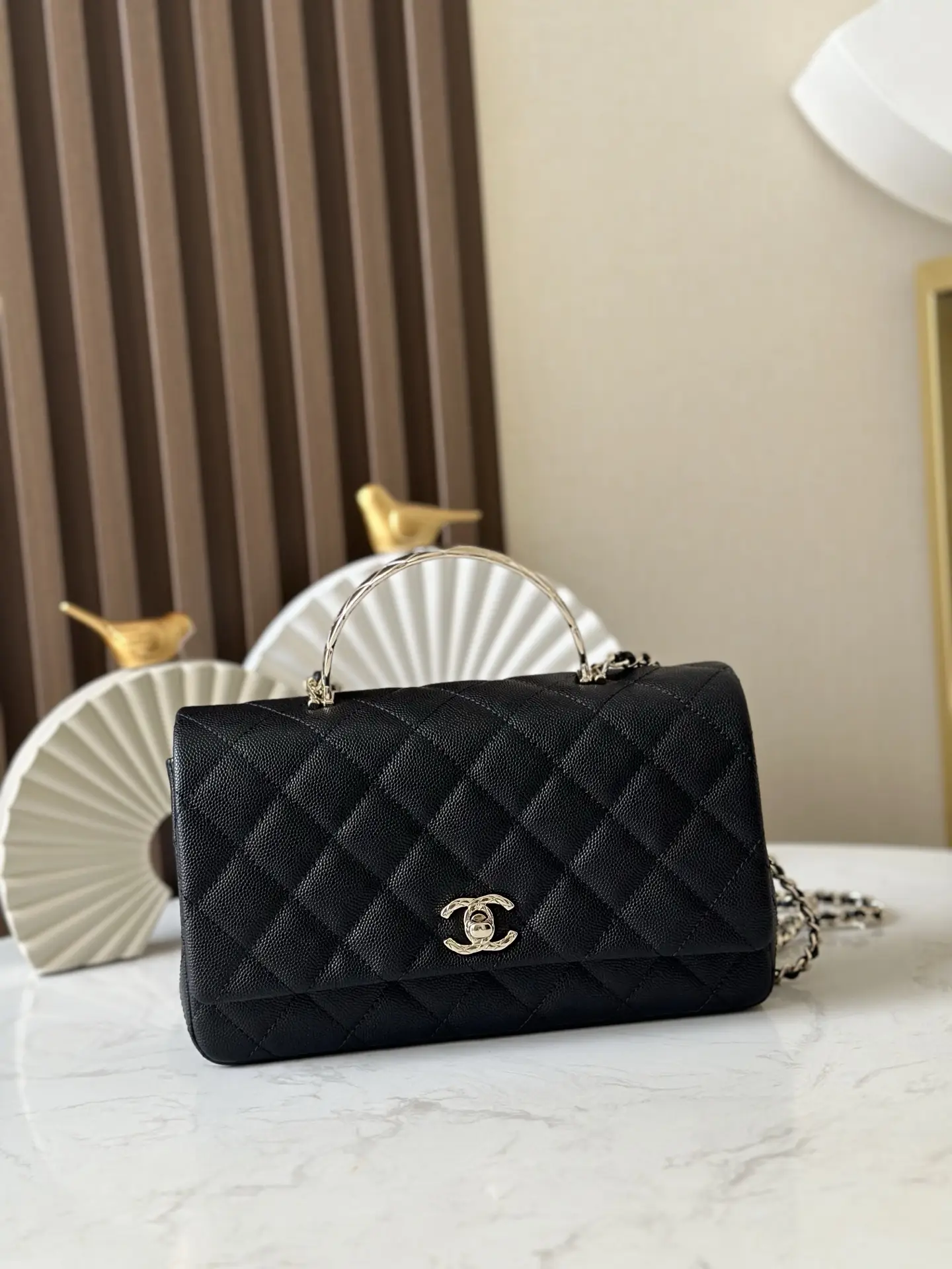 Chanel Coco Crush Handle Flap Bag Black