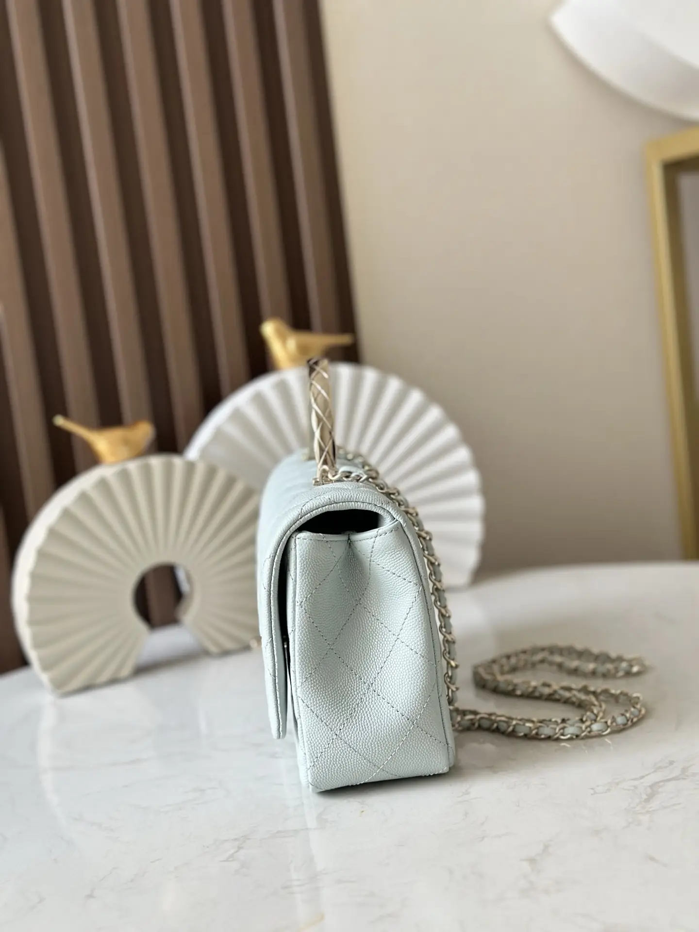 Chanel Coco Crush Handle Flap Bag Light Blue