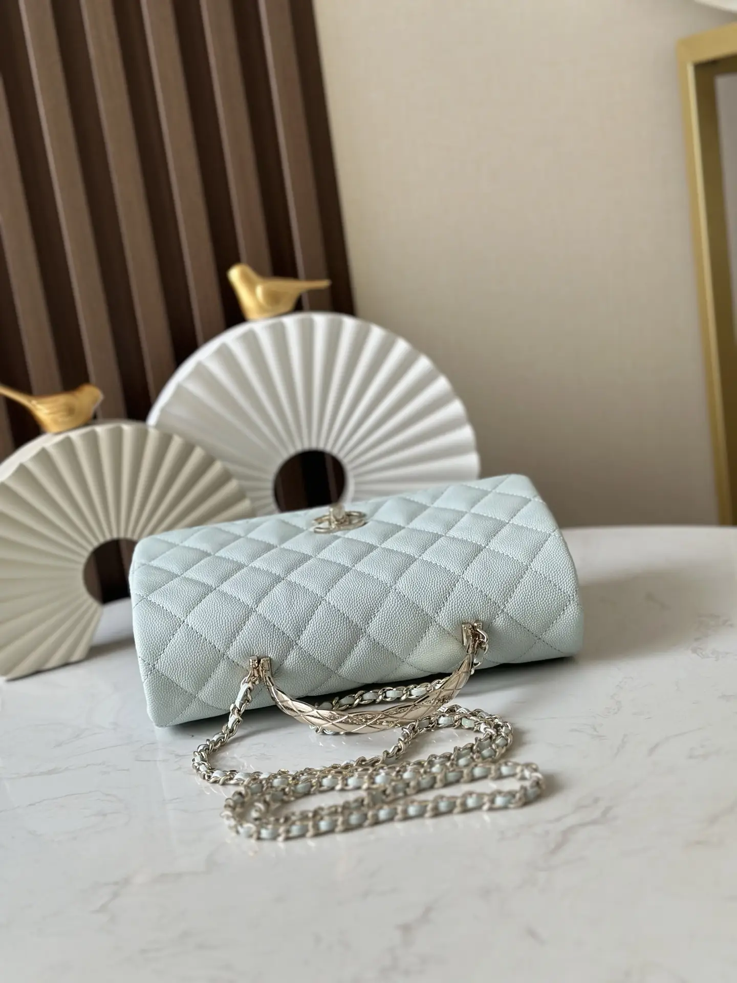 Chanel Coco Crush Handle Flap Bag Light Blue
