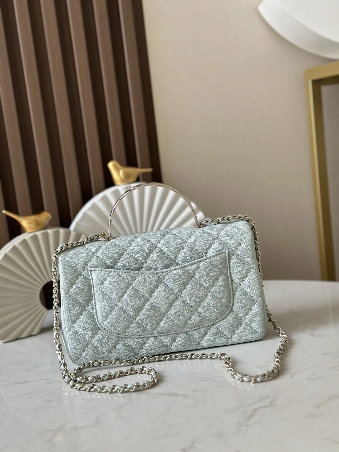 Chanel Coco Crush Handle Flap Bag Light Blue