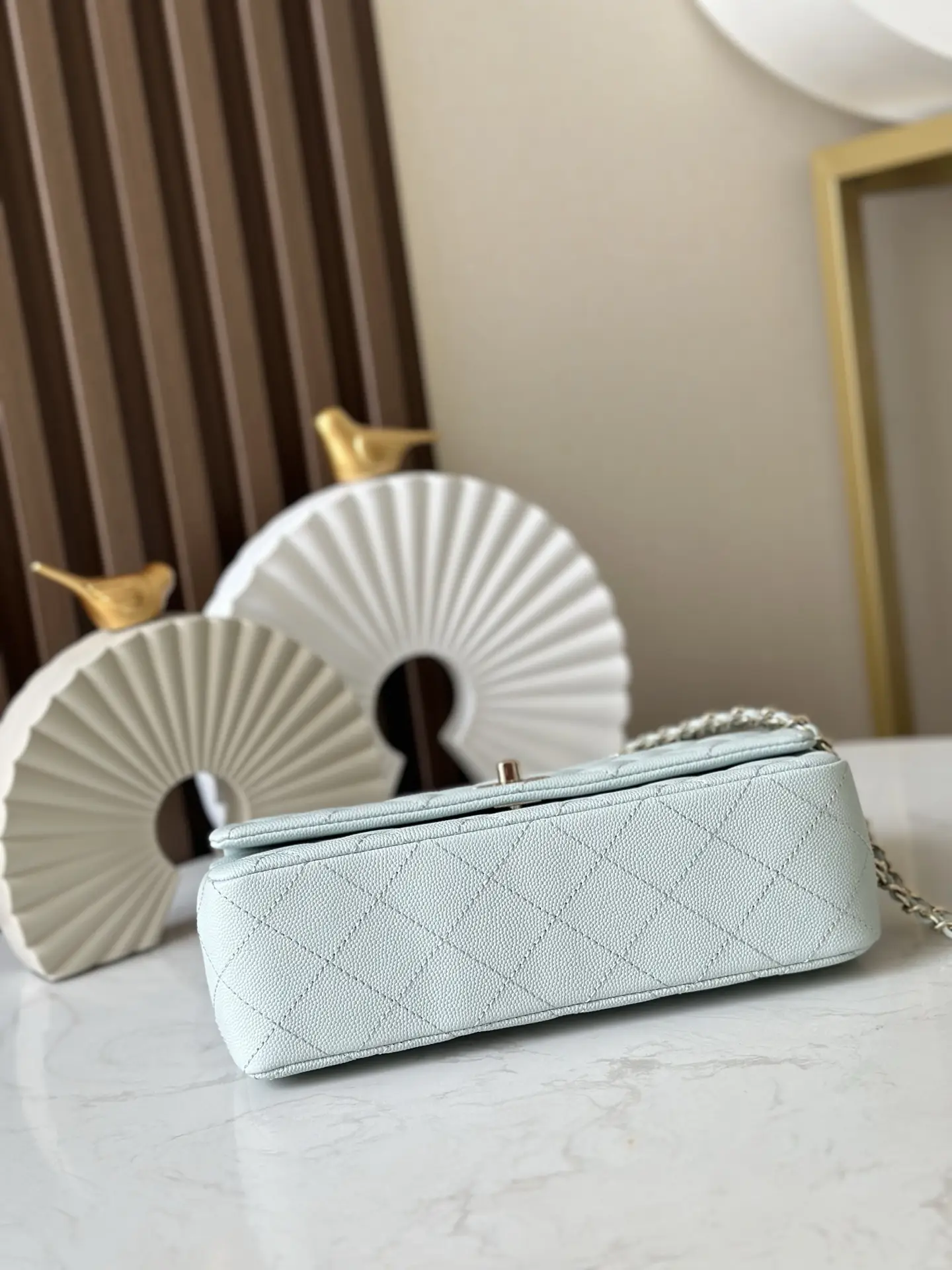 Chanel Coco Crush Handle Flap Bag Light Blue