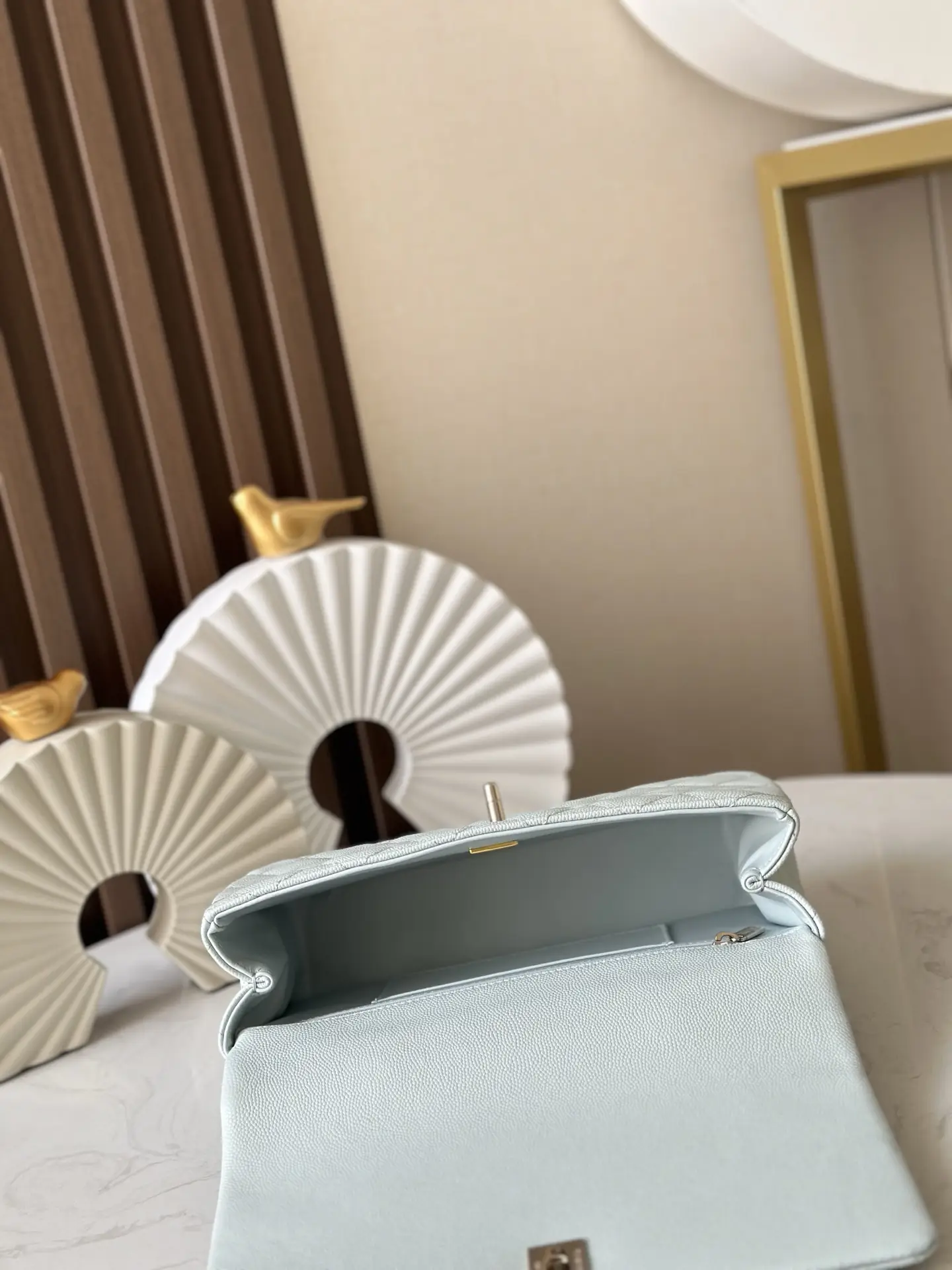 Chanel Coco Crush Handle Flap Bag Light Blue