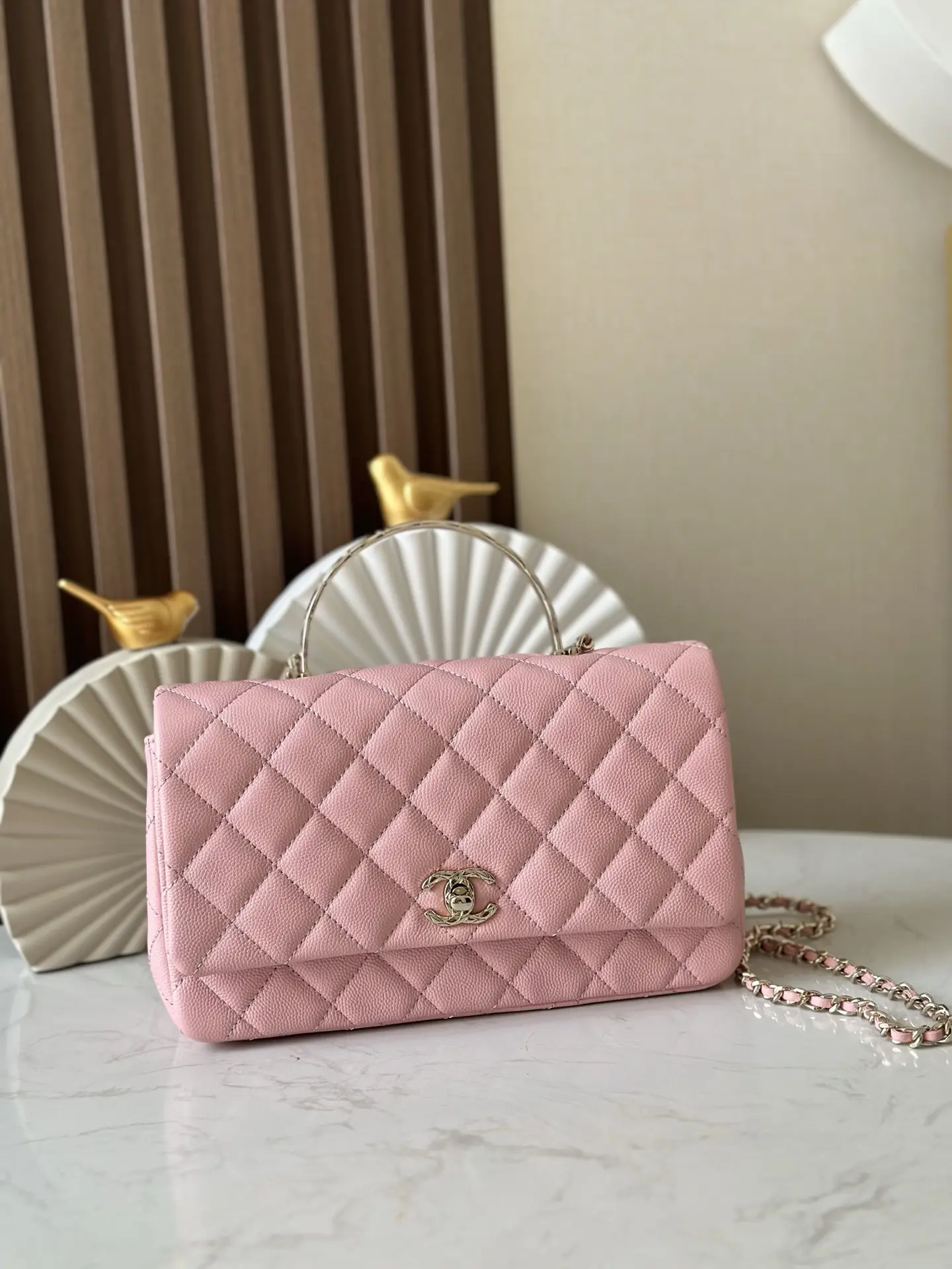 Chanel Coco Crush Handle Flap Bag Pink