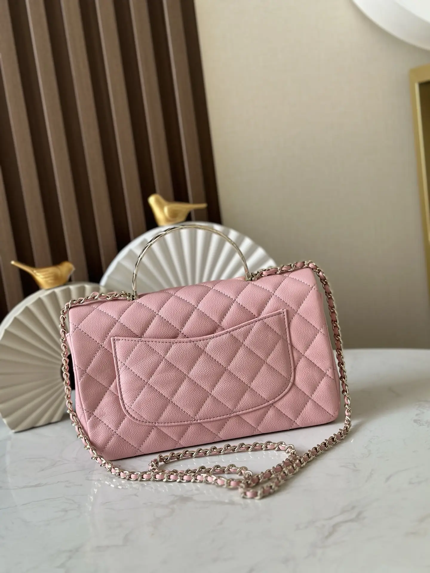 Chanel Coco Crush Handle Flap Bag Pink