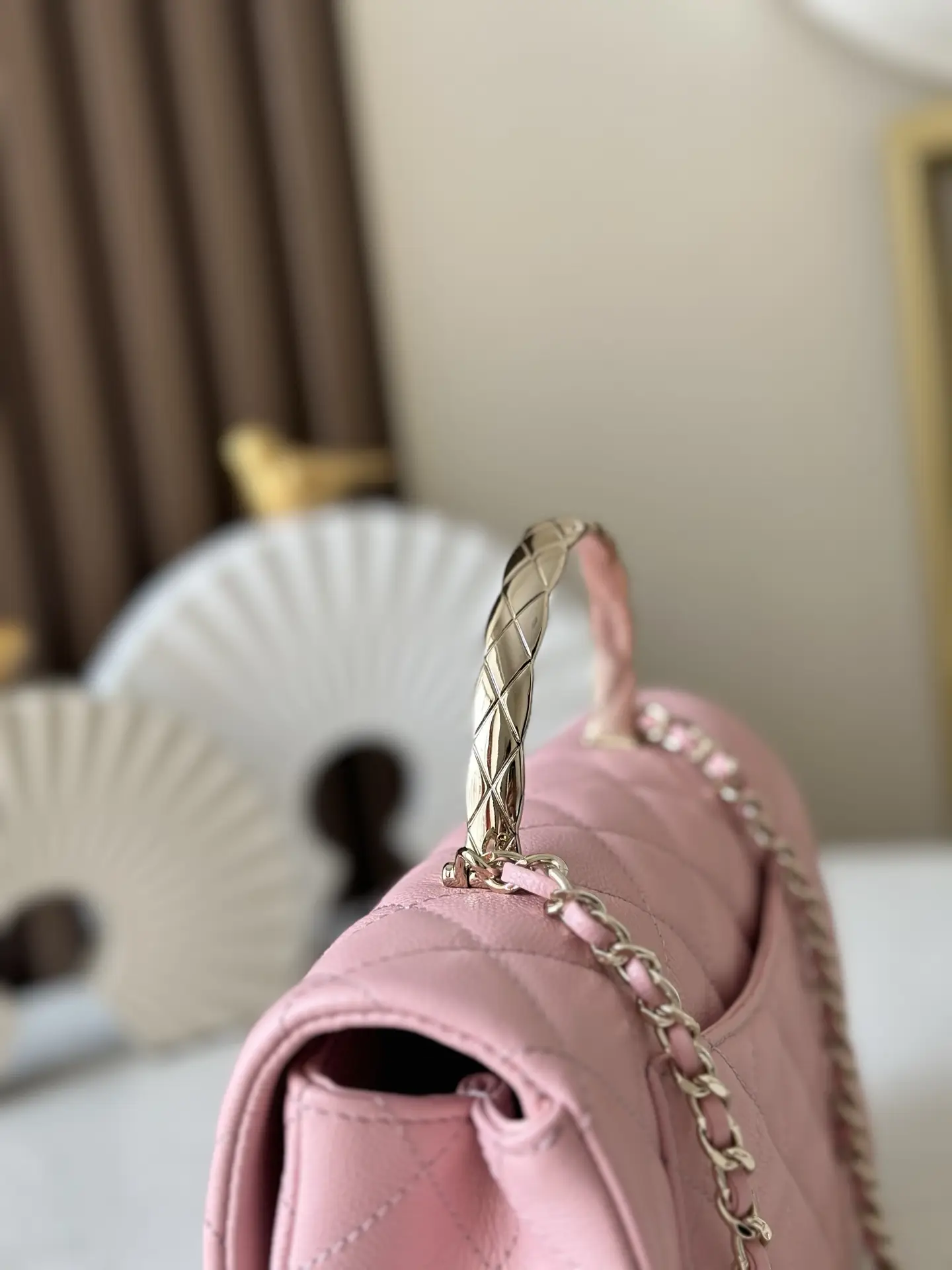 Chanel Coco Crush Handle Flap Bag Pink
