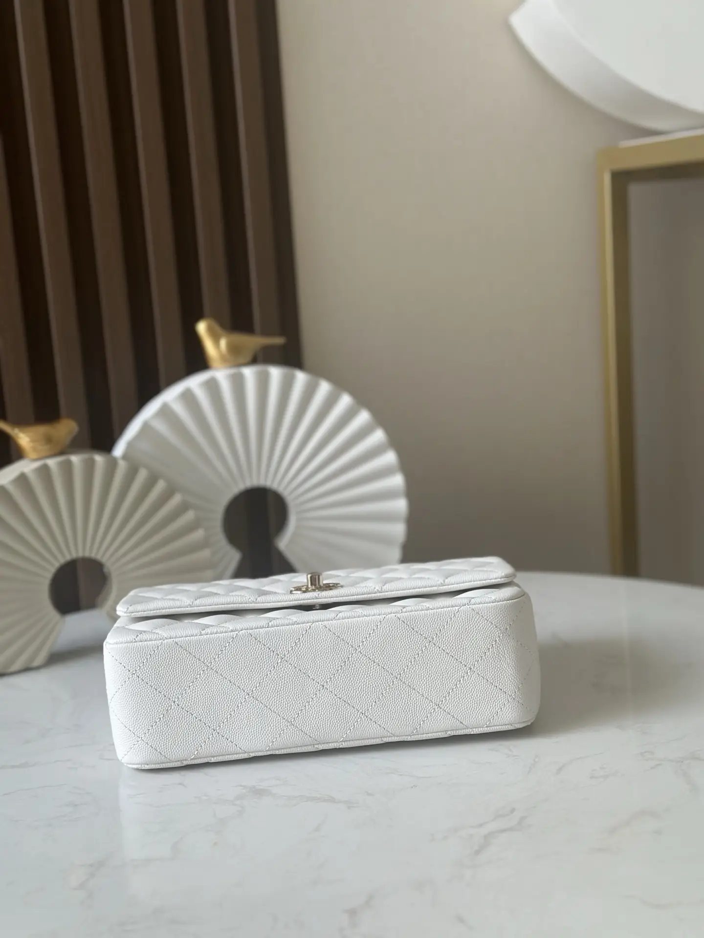 Chanel Coco Crush Handle Flap Bag White