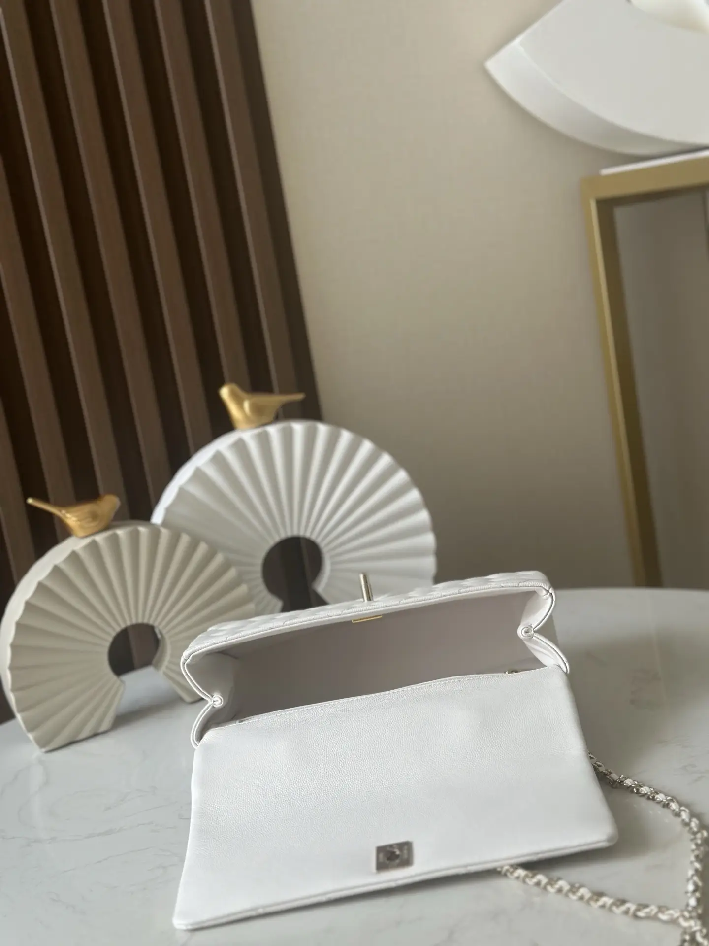 Chanel Coco Crush Handle Flap Bag White