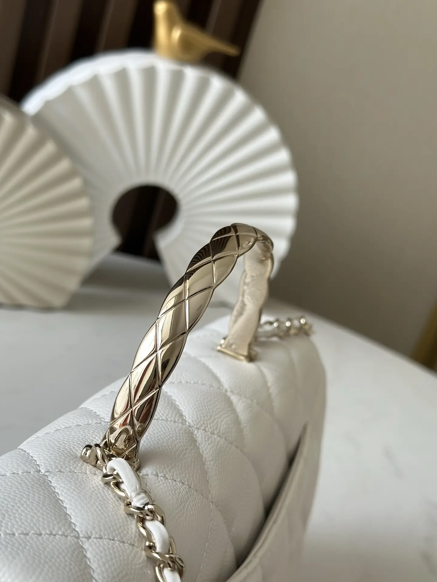 Chanel Coco Crush Handle Flap Bag White