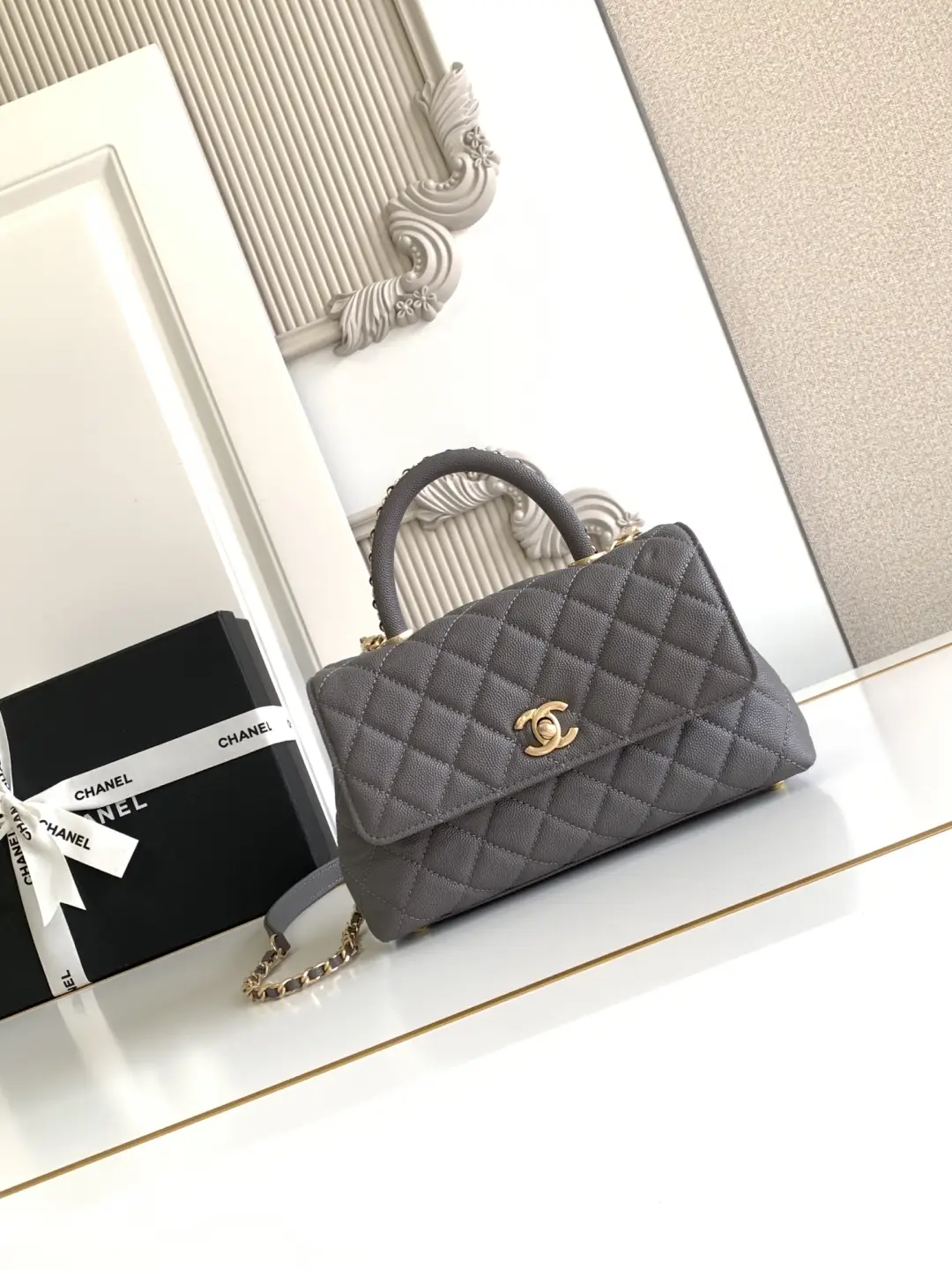 Chanel Coco Handle Bag AS92990 Dark Grey