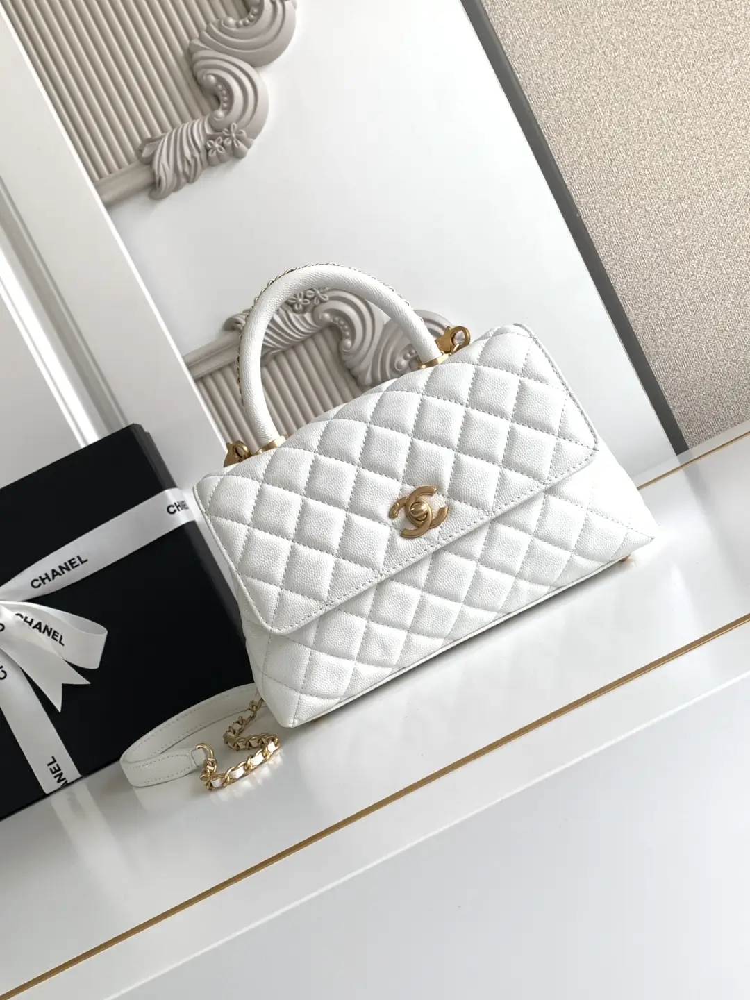 Chanel Coco Handle Bag AS92990 White
