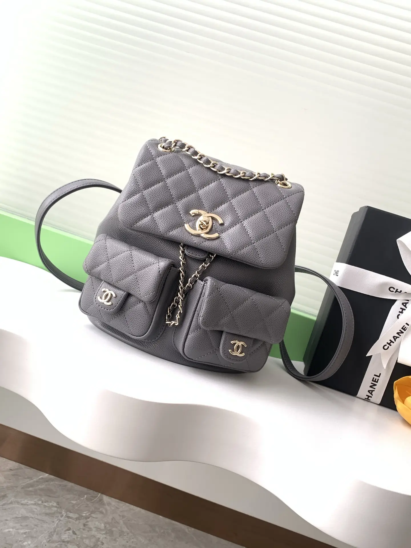 Chanel Duma Backpack Elephant Grey