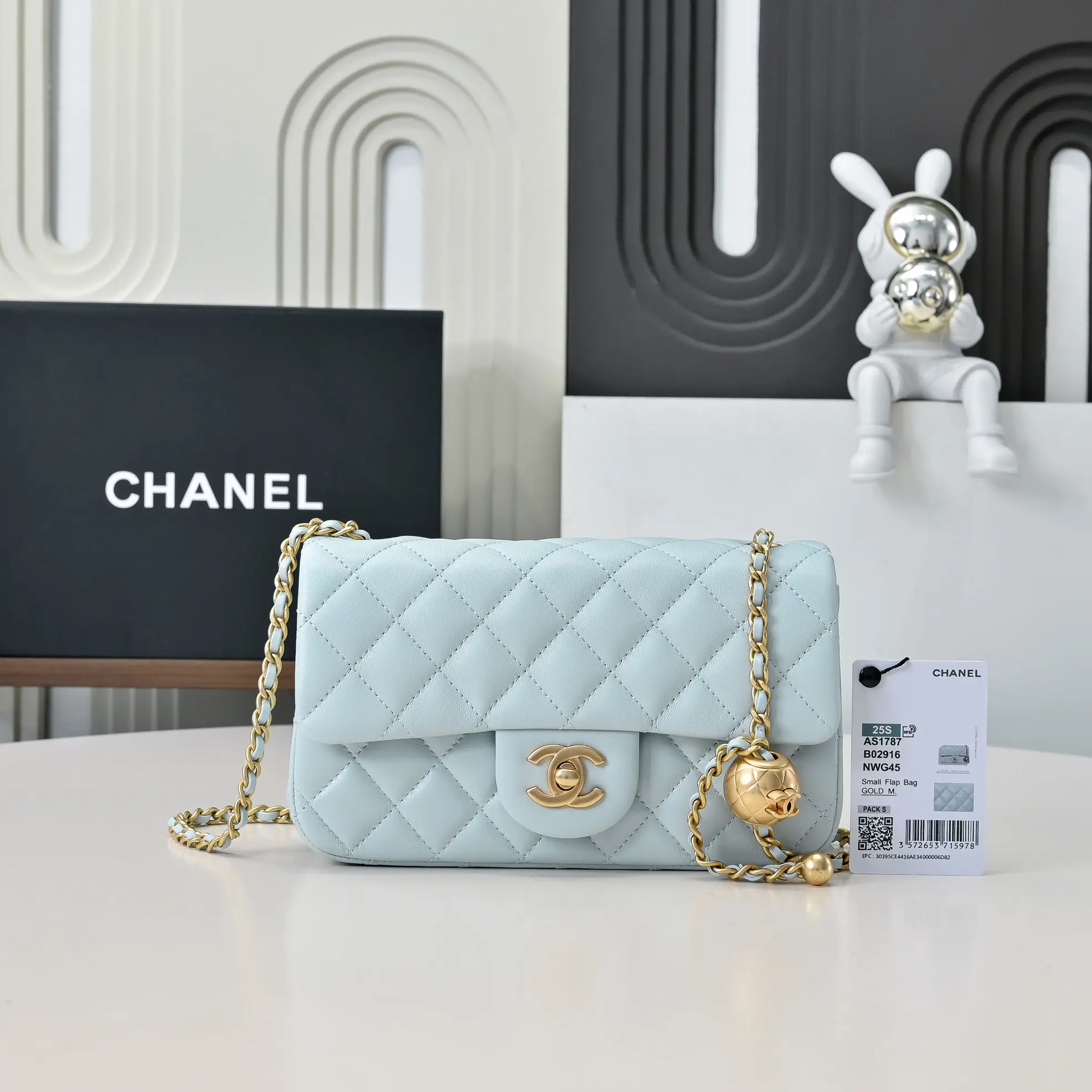 Chanel Flap Bag Light Blue 20cm AS1787