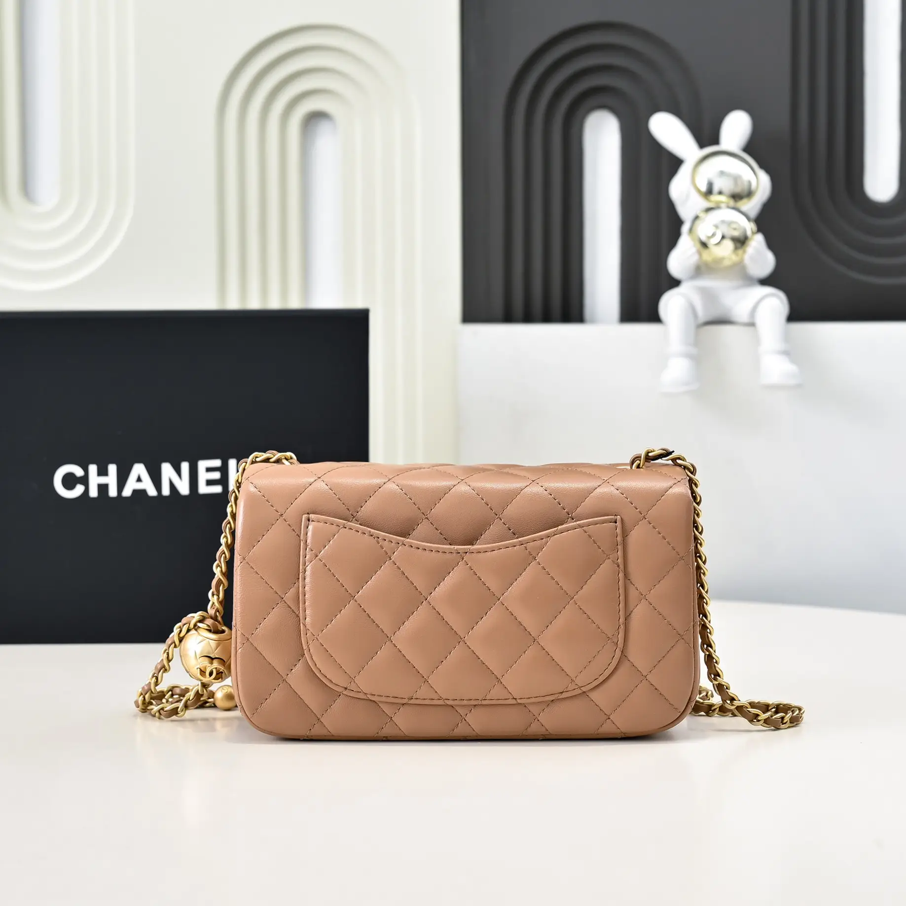 Chanel Flap Bag Milk Tea Apricot 20cm AS1787