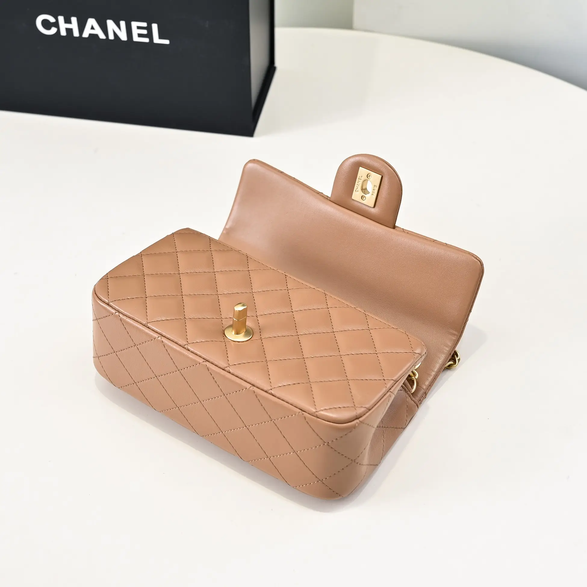 Chanel Flap Bag Milk Tea Apricot 20cm AS1787