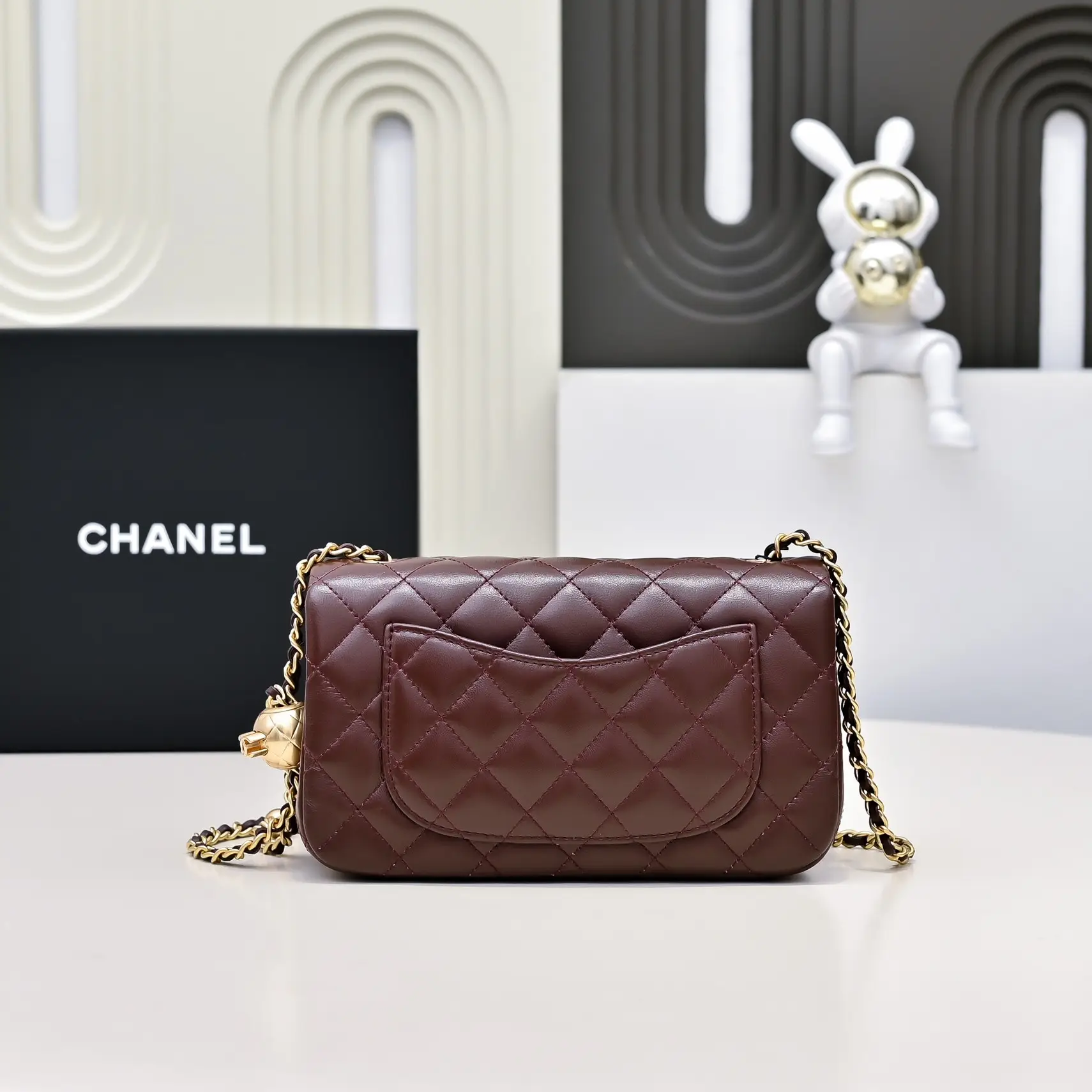 Chanel Flap Bag Red Brown 20cm AS1787