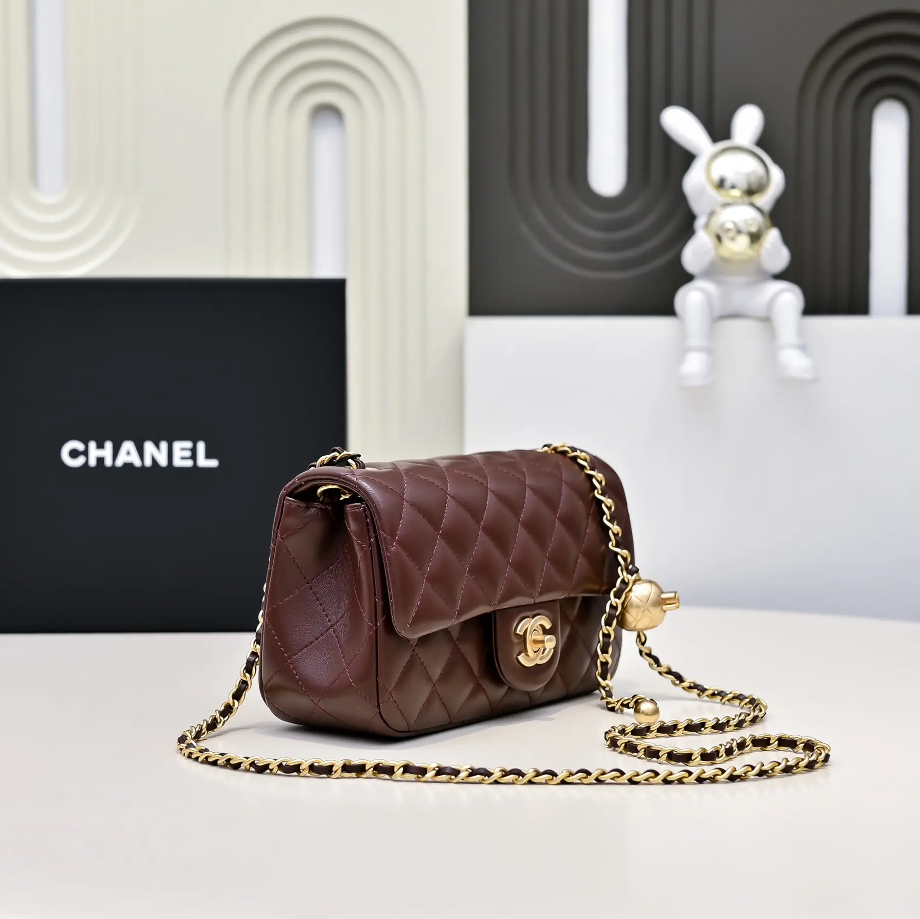 Chanel Flap Bag Red Brown 20cm AS1787