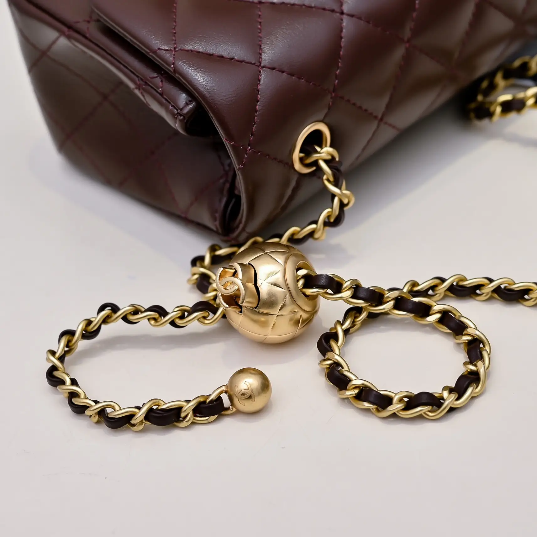 Chanel Flap Bag Red Brown 20cm AS1787