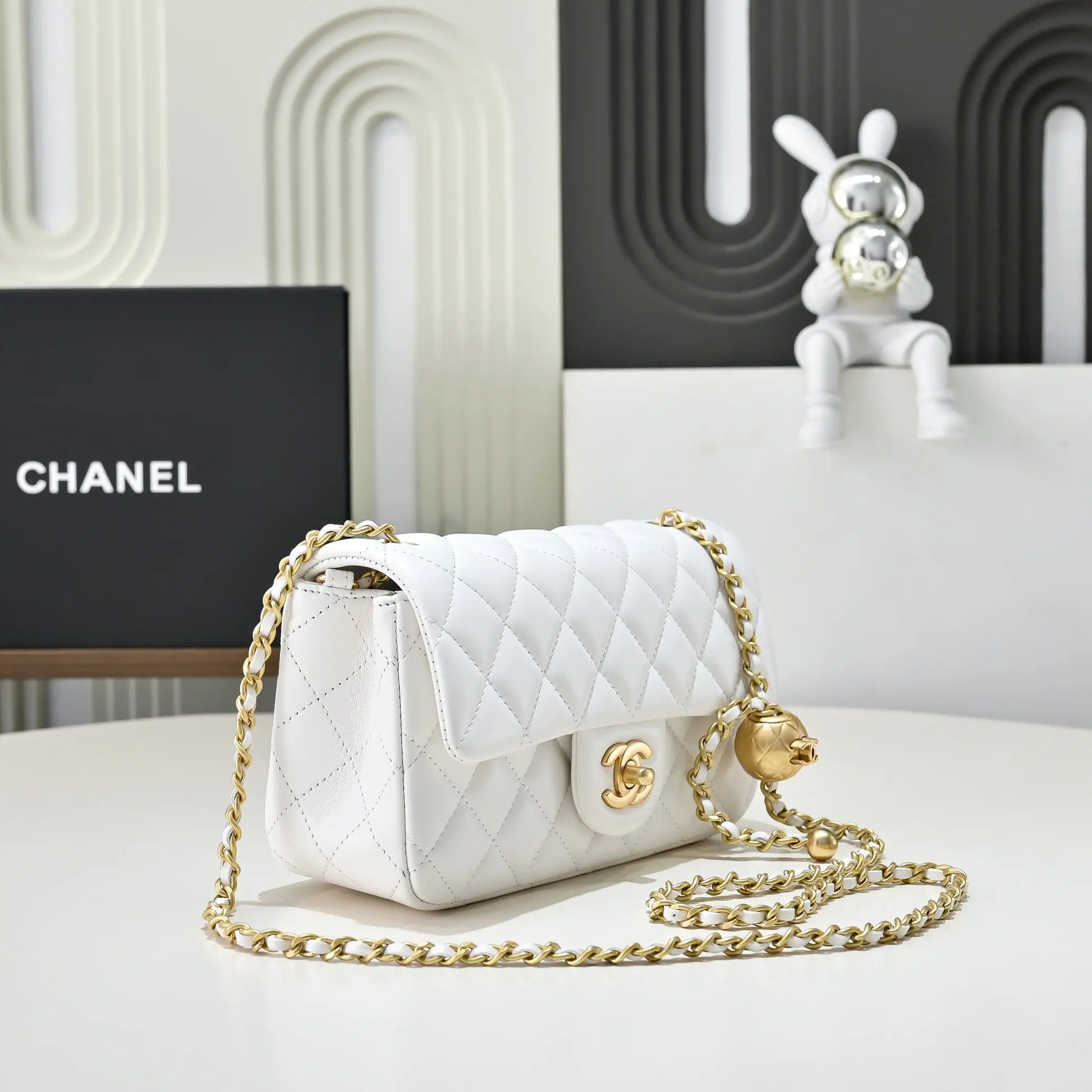 Chanel Flap Bag White 20cm AS1787