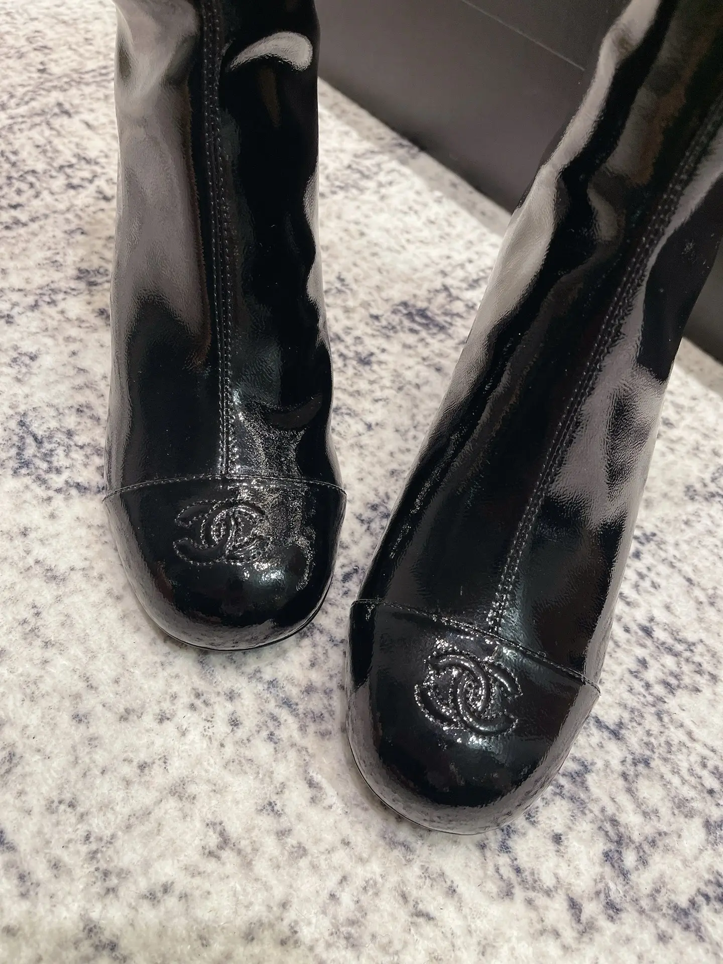 Chanel Patent Leather Boots Black
