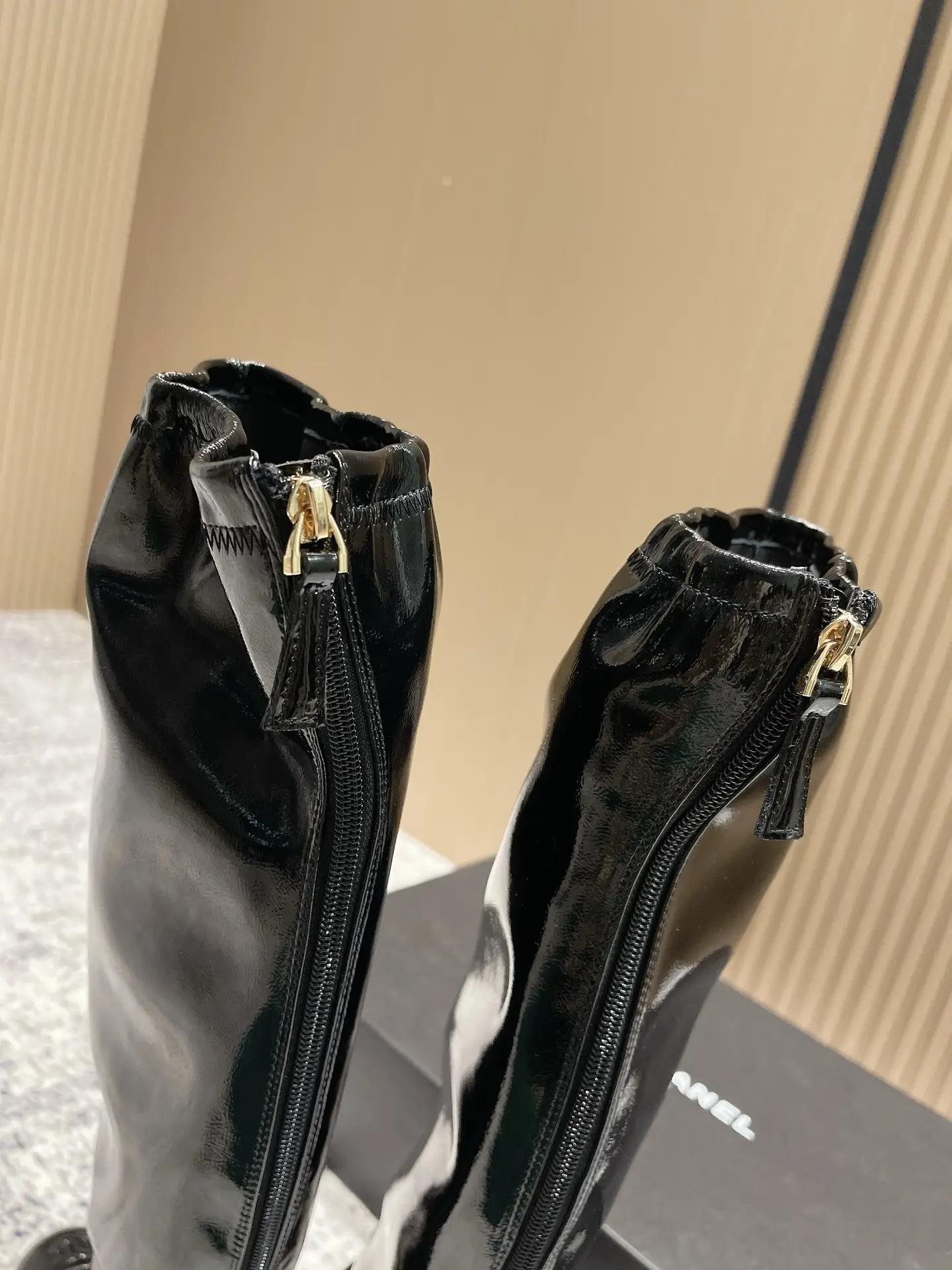 Chanel Patent Leather Boots Black