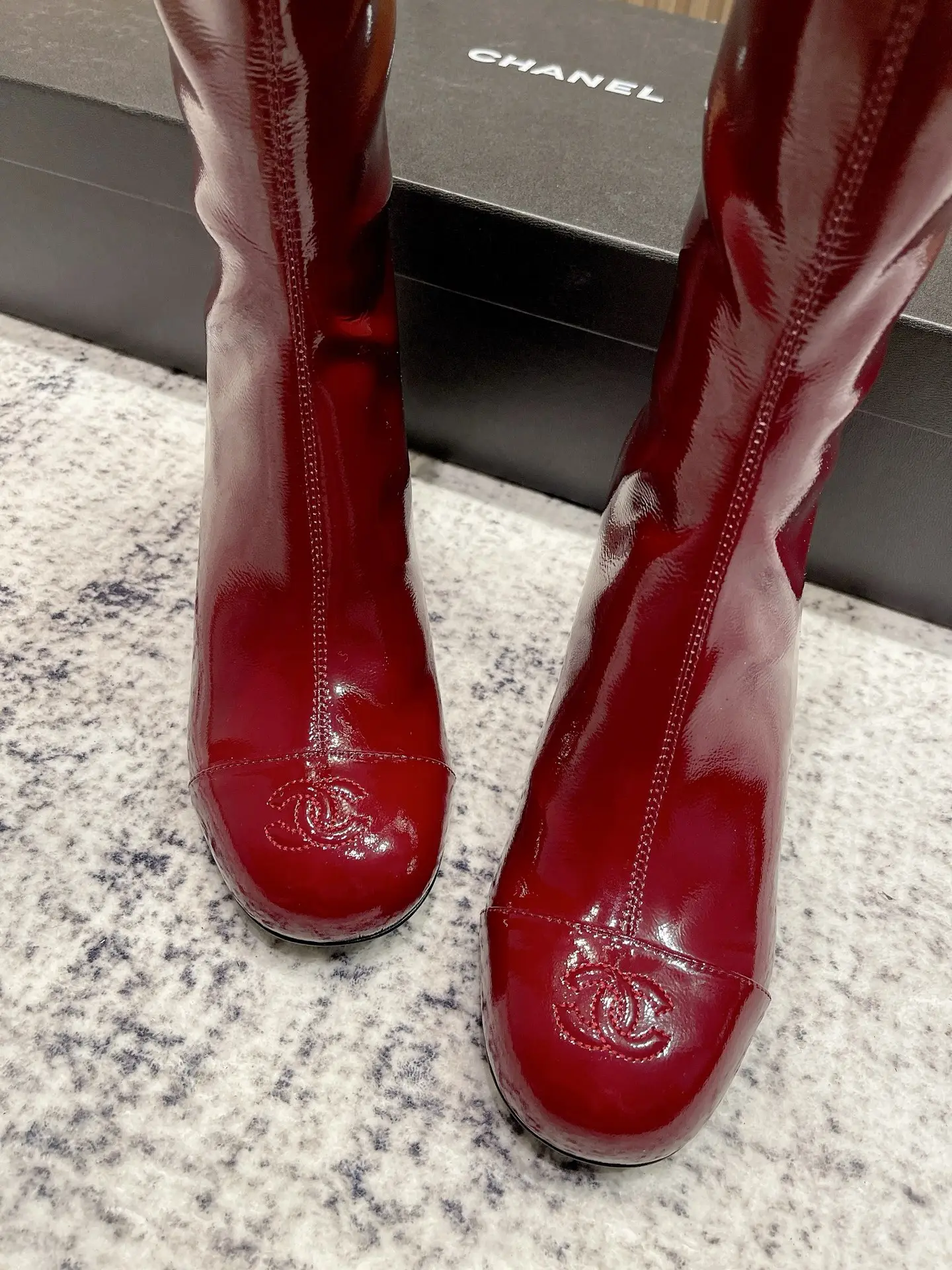 Chanel Patent Leather Boots Red