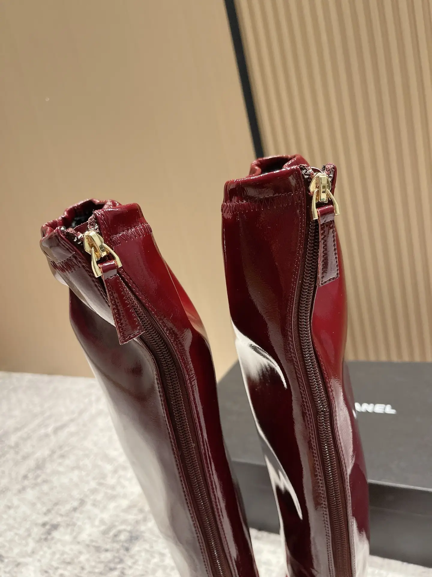 Chanel Patent Leather Boots Red