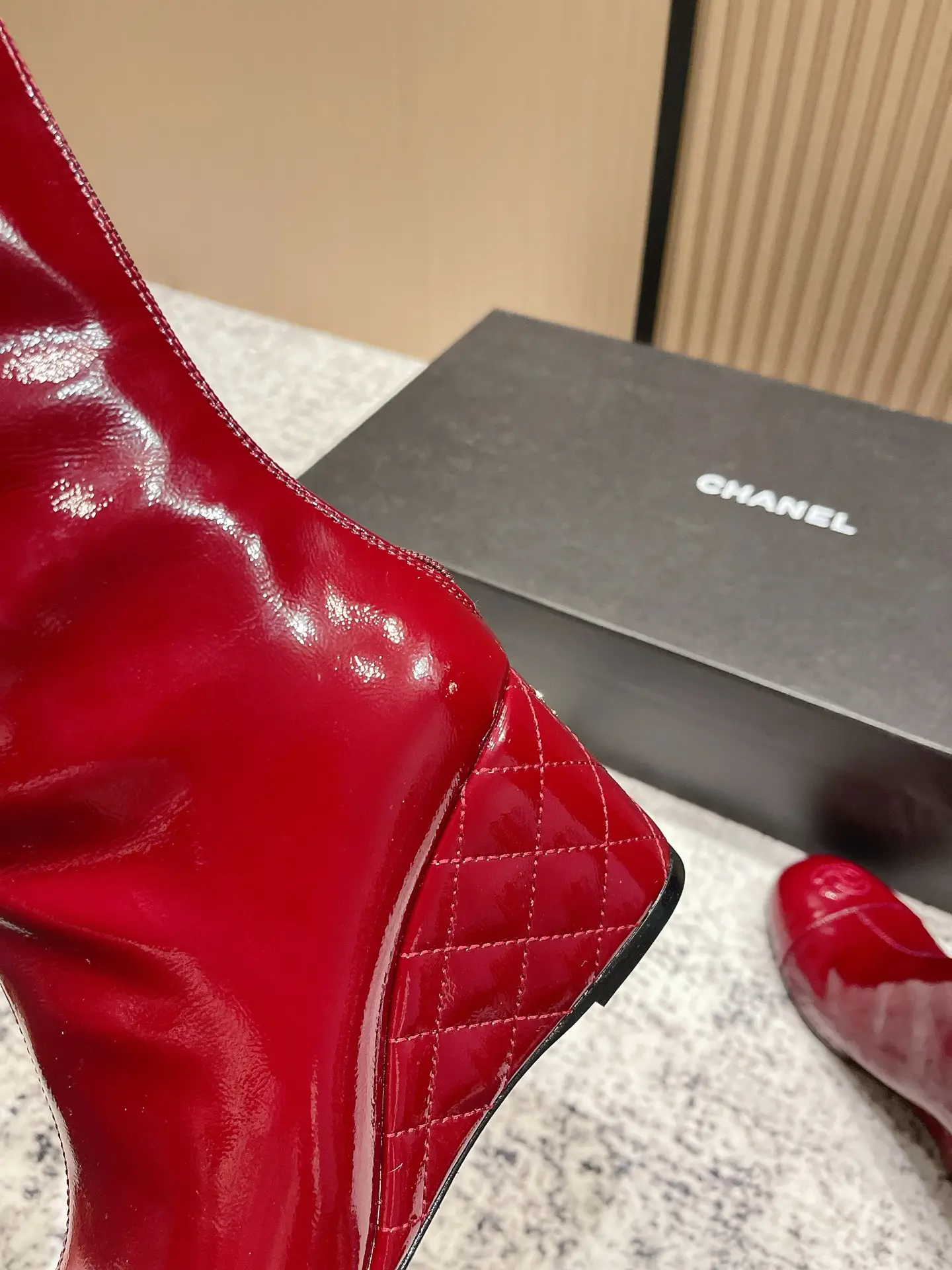 Chanel Patent Leather Boots Red