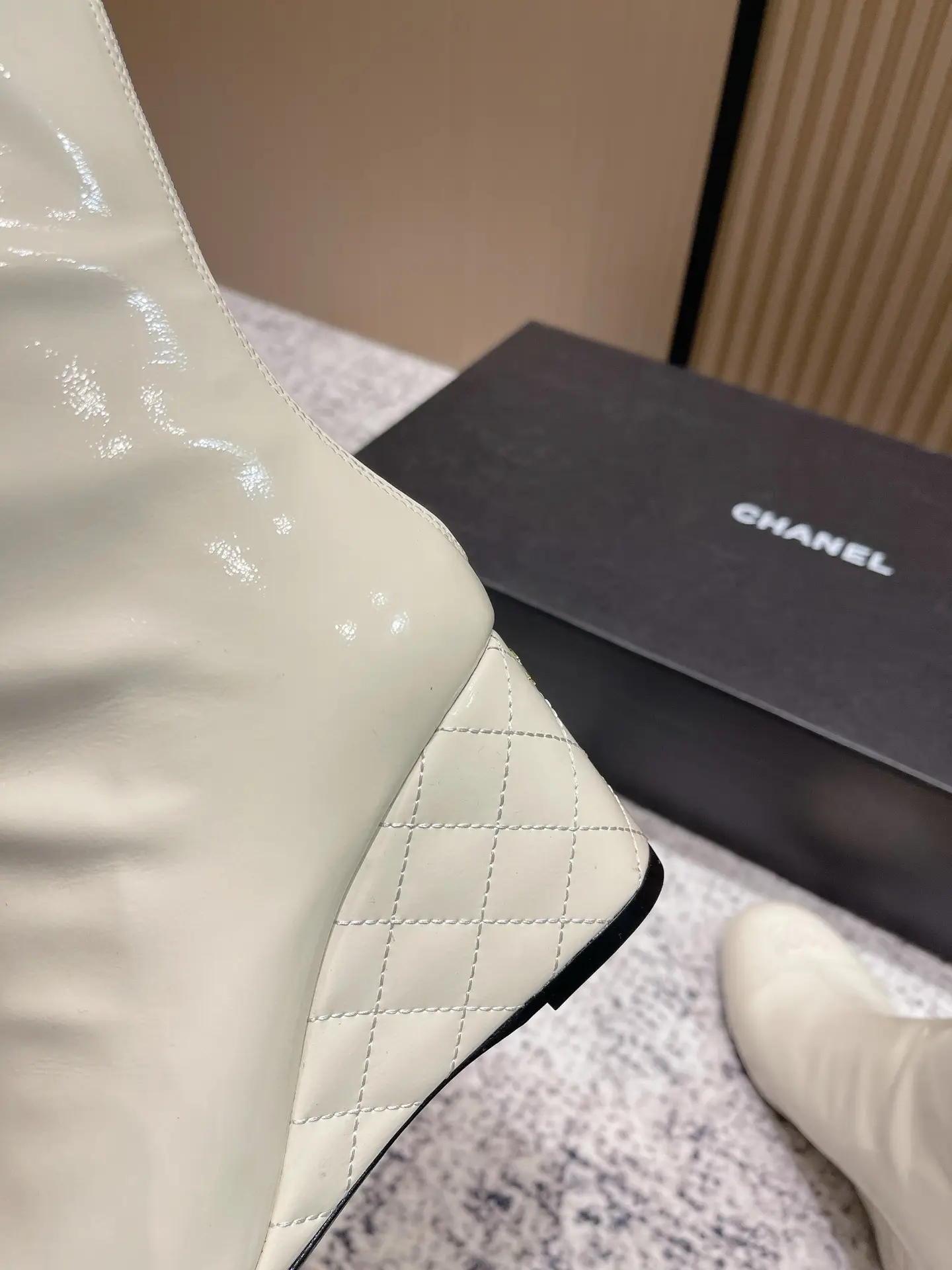 Chanel Patent Leather Boots White