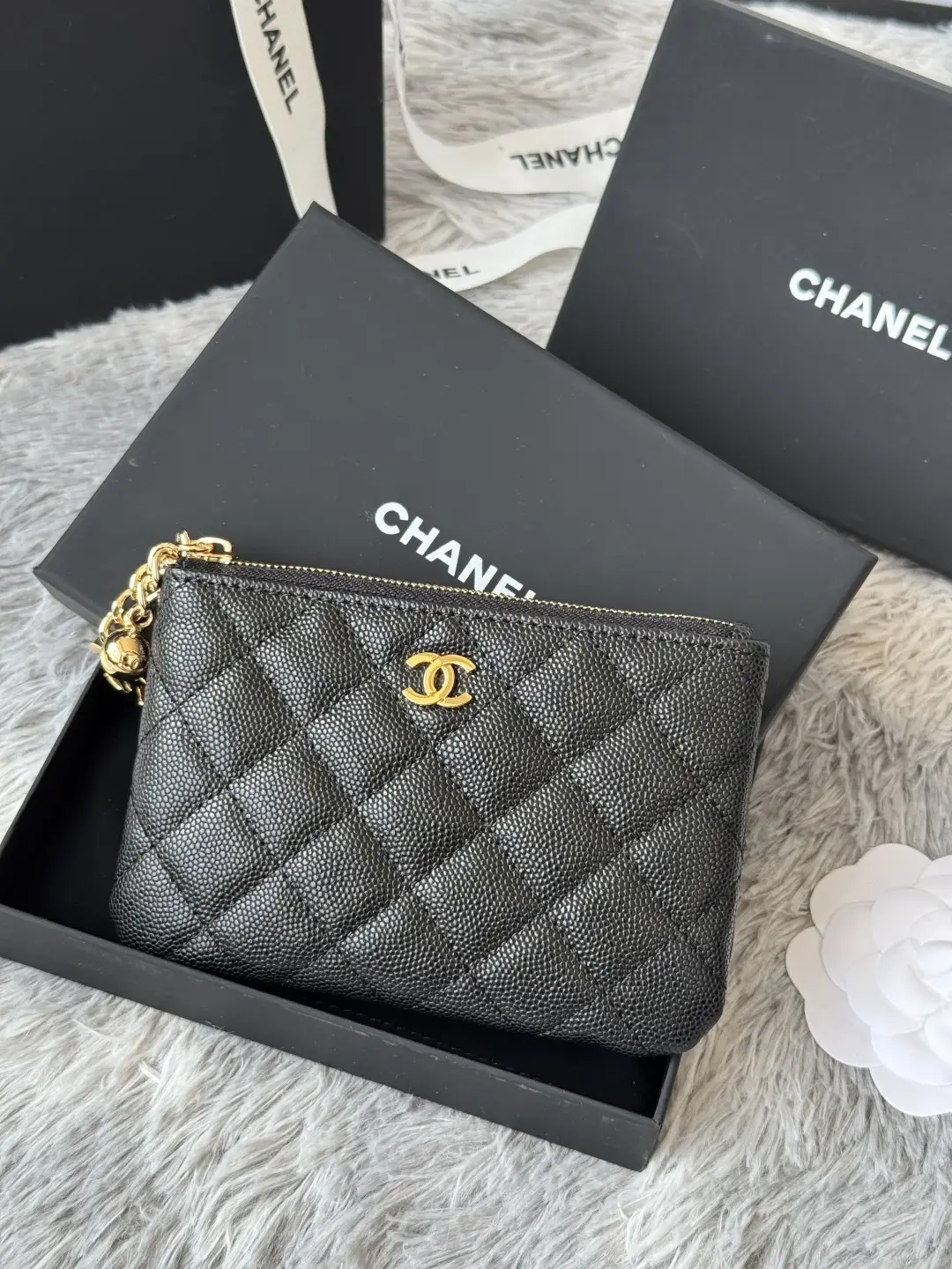 Chanel Pendant Zip Wallet Black