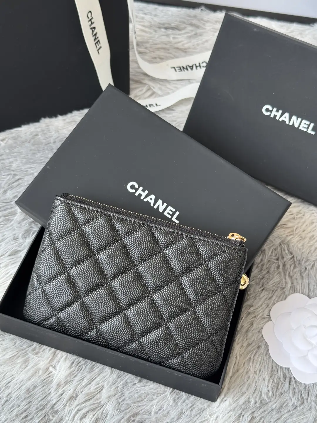 Chanel Pendant Zip Wallet Black