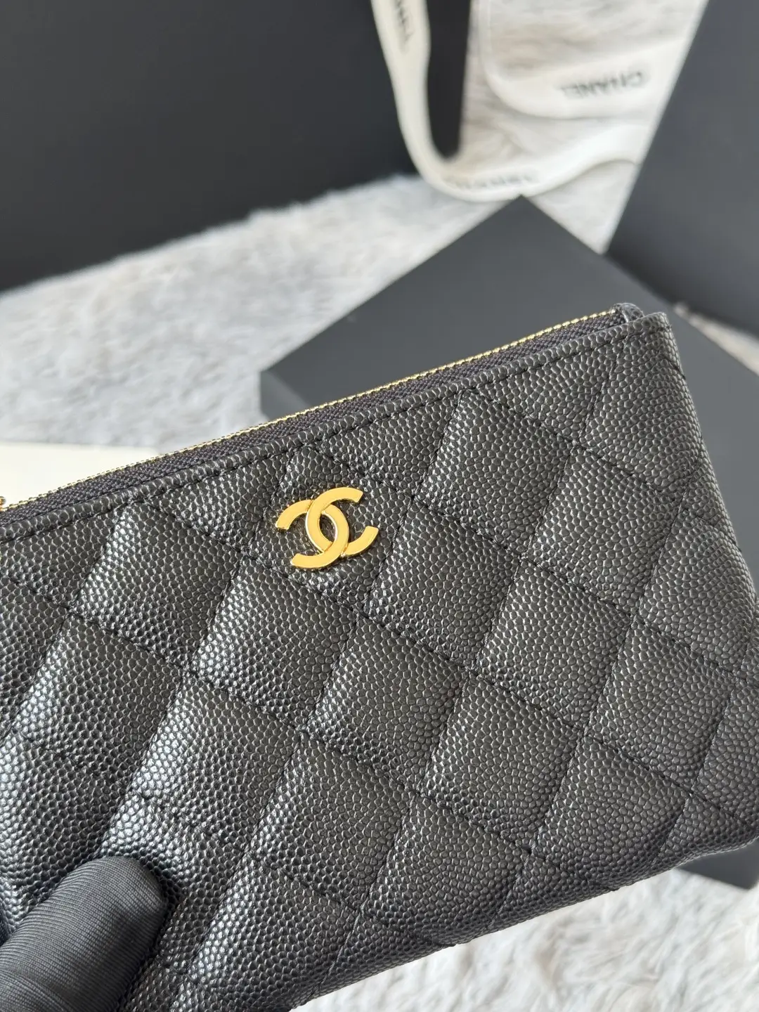 Chanel Pendant Zip Wallet Black
