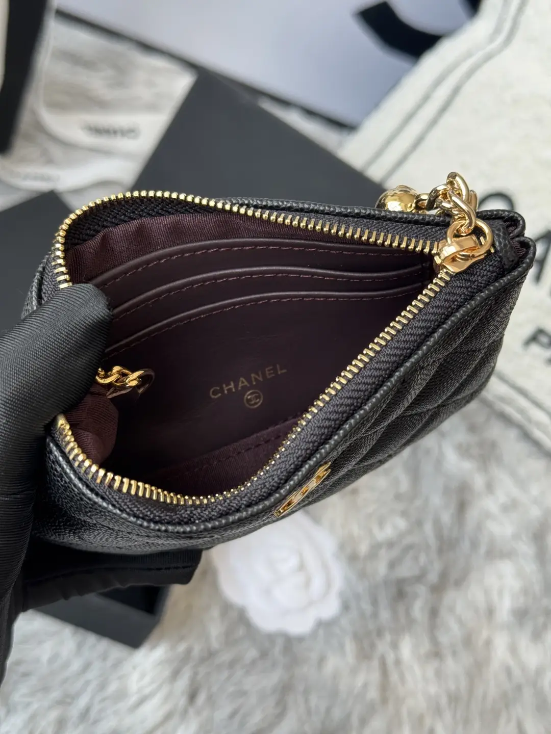Chanel Pendant Zip Wallet Black