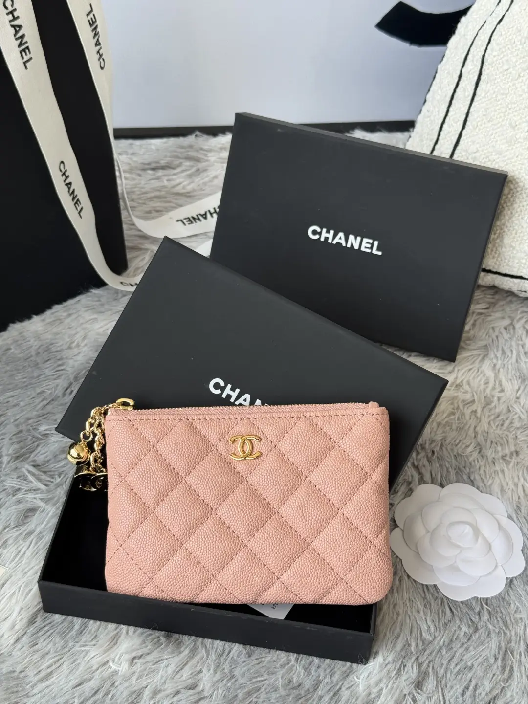 Chanel Pendant Zip Wallet Coral Pink