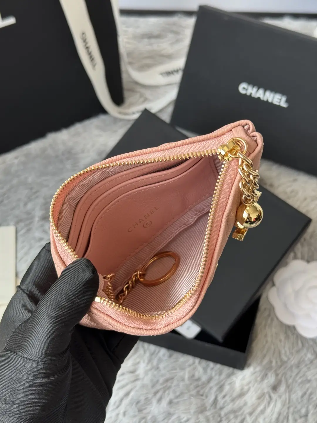 Chanel Pendant Zip Wallet Coral Pink