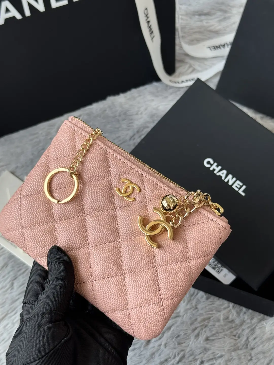 Chanel Pendant Zip Wallet Coral Pink