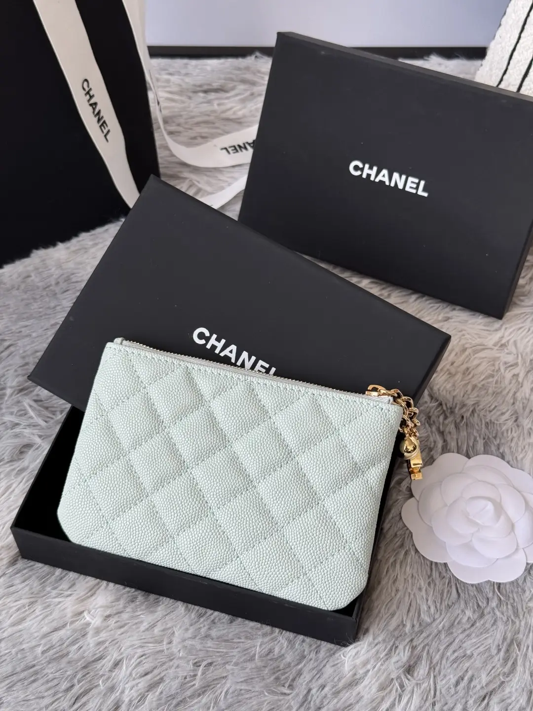 Chanel Pendant Zip Wallet Light Blue