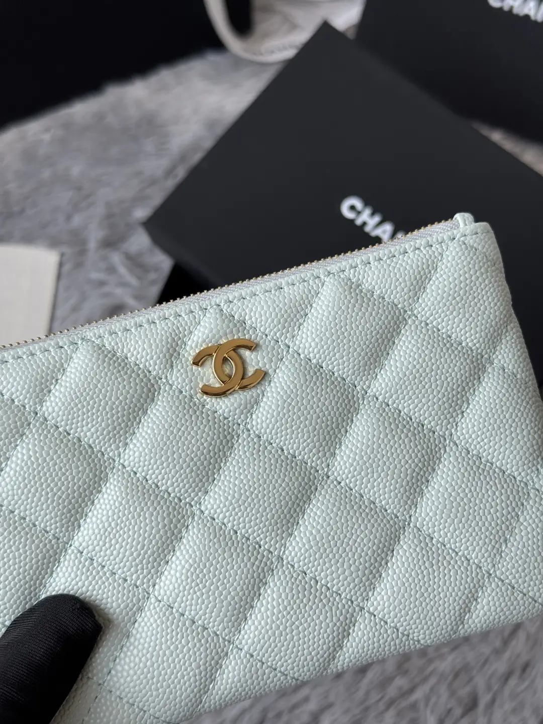 Chanel Pendant Zip Wallet Light Blue